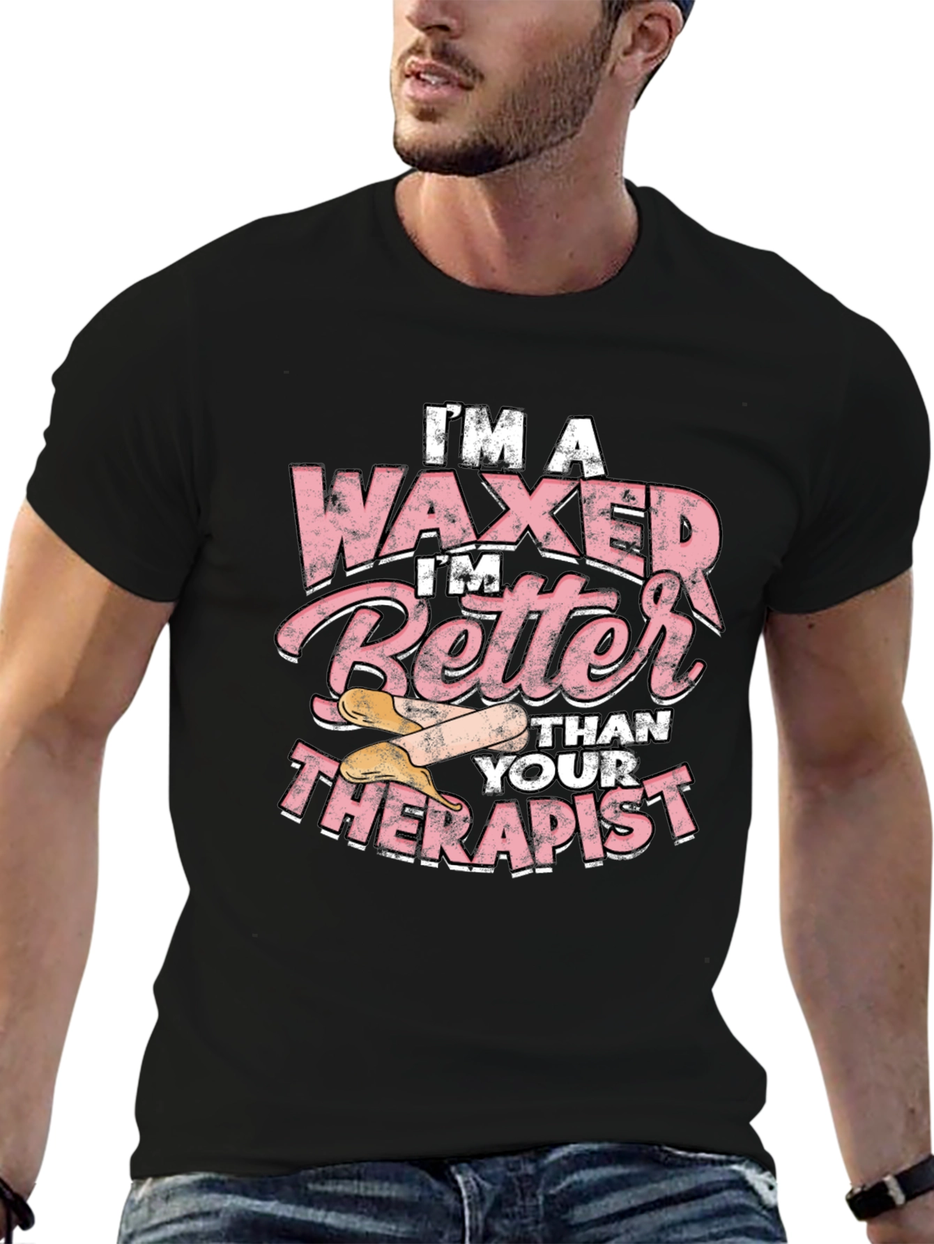Black Waxer Better Than Therapist Tee - Funny Esthetician T-Shirt view 6