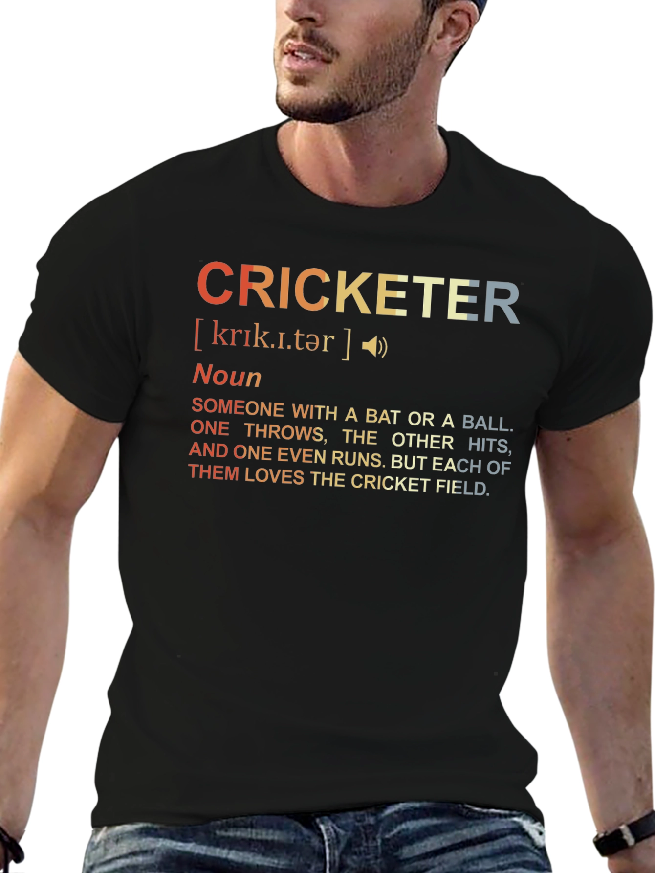 Black Cricketer Definition T-Shirt view 6