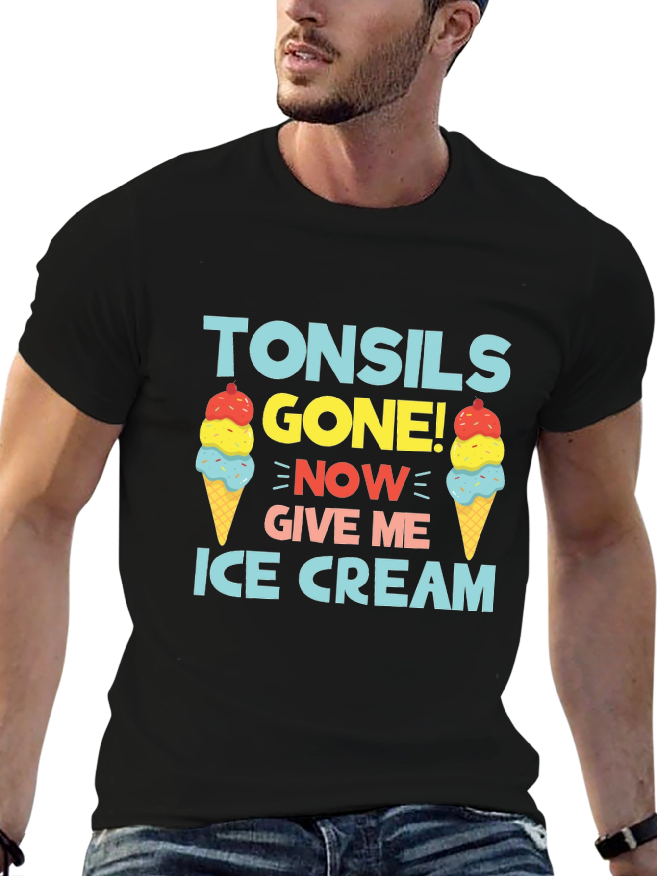 Black Tonsils Gone! Ice Cream T-Shirt Funny Get Well Soon view 6
