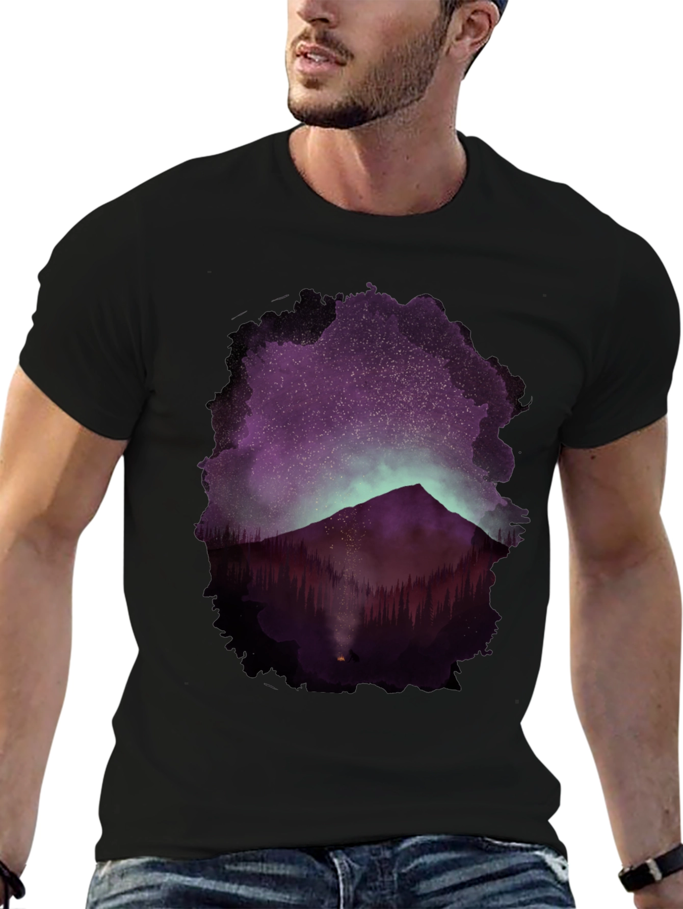 Black Mountain Night Sky Graphic Tee view 6