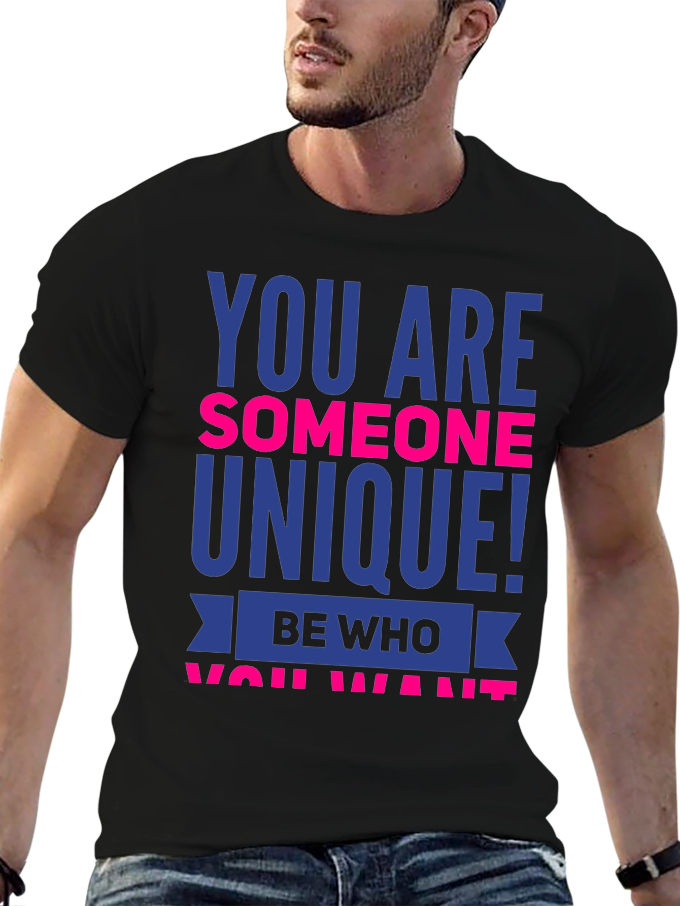 Black Unique Statement T-Shirt - Be Who You Want! view 6