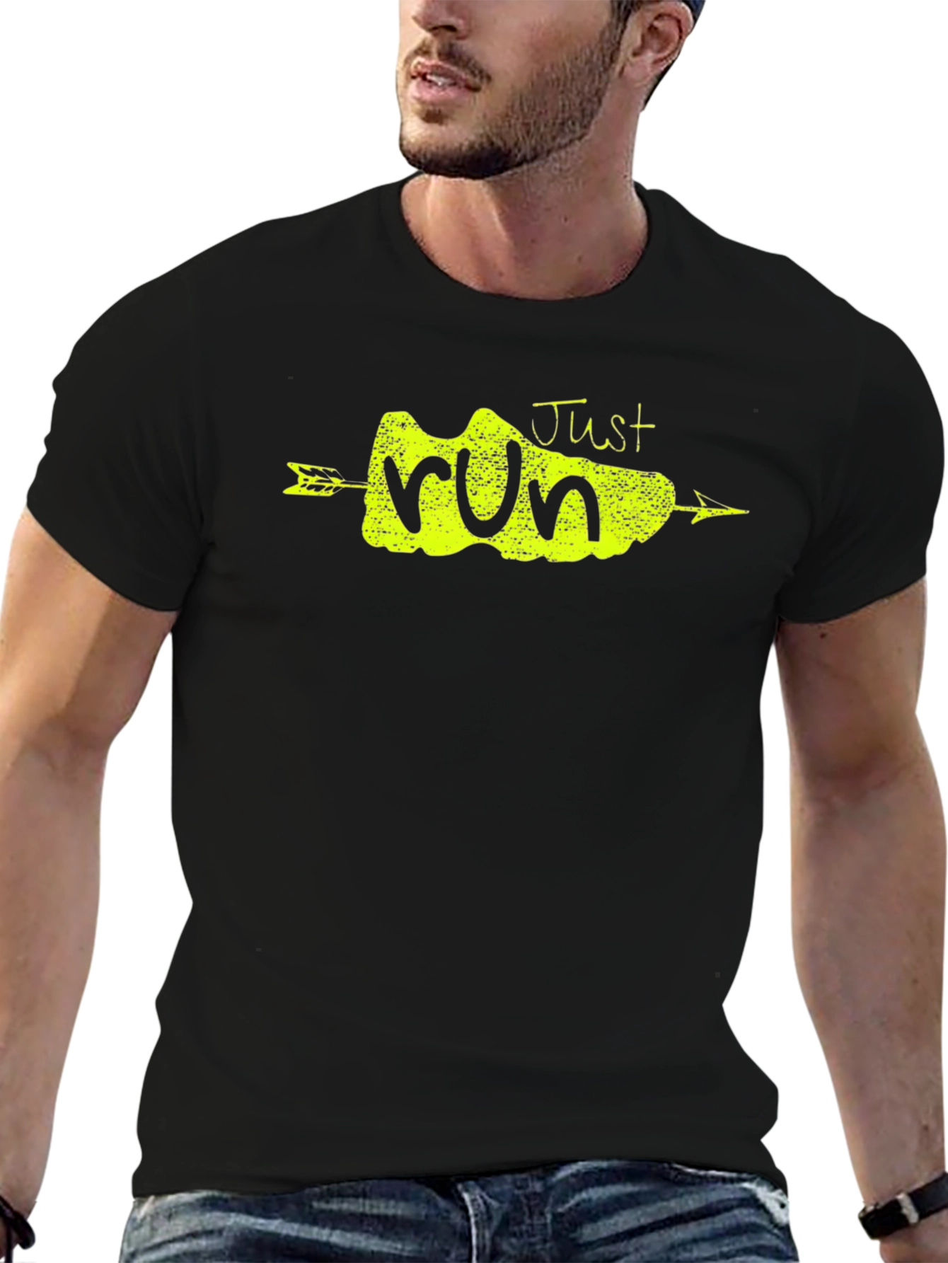 Black Just Run T-Shirt - Black Graphic Tee view 6