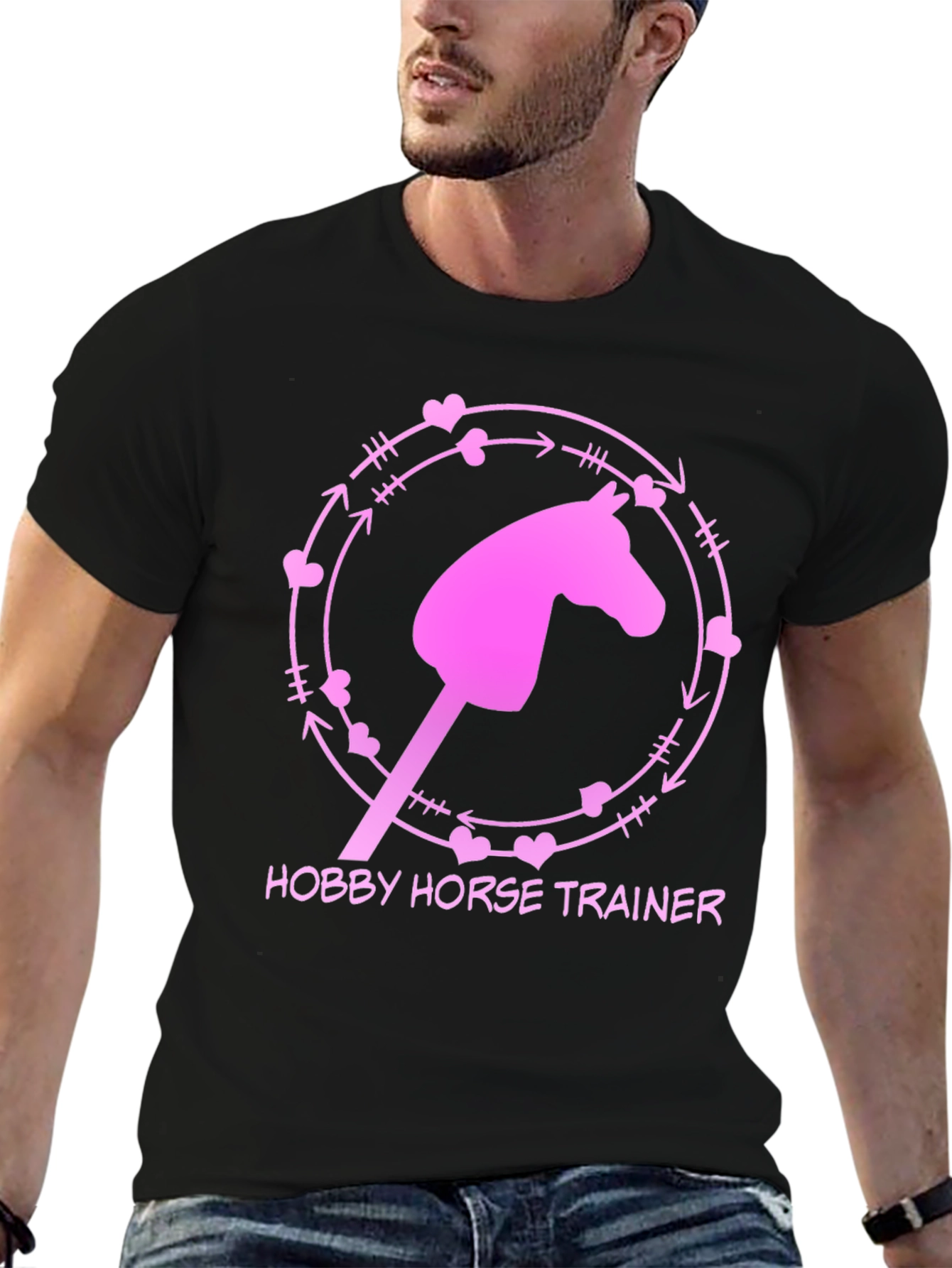 Black Hobby Horse Trainer Graphic Tee - Fun Novelty Shirt view 6