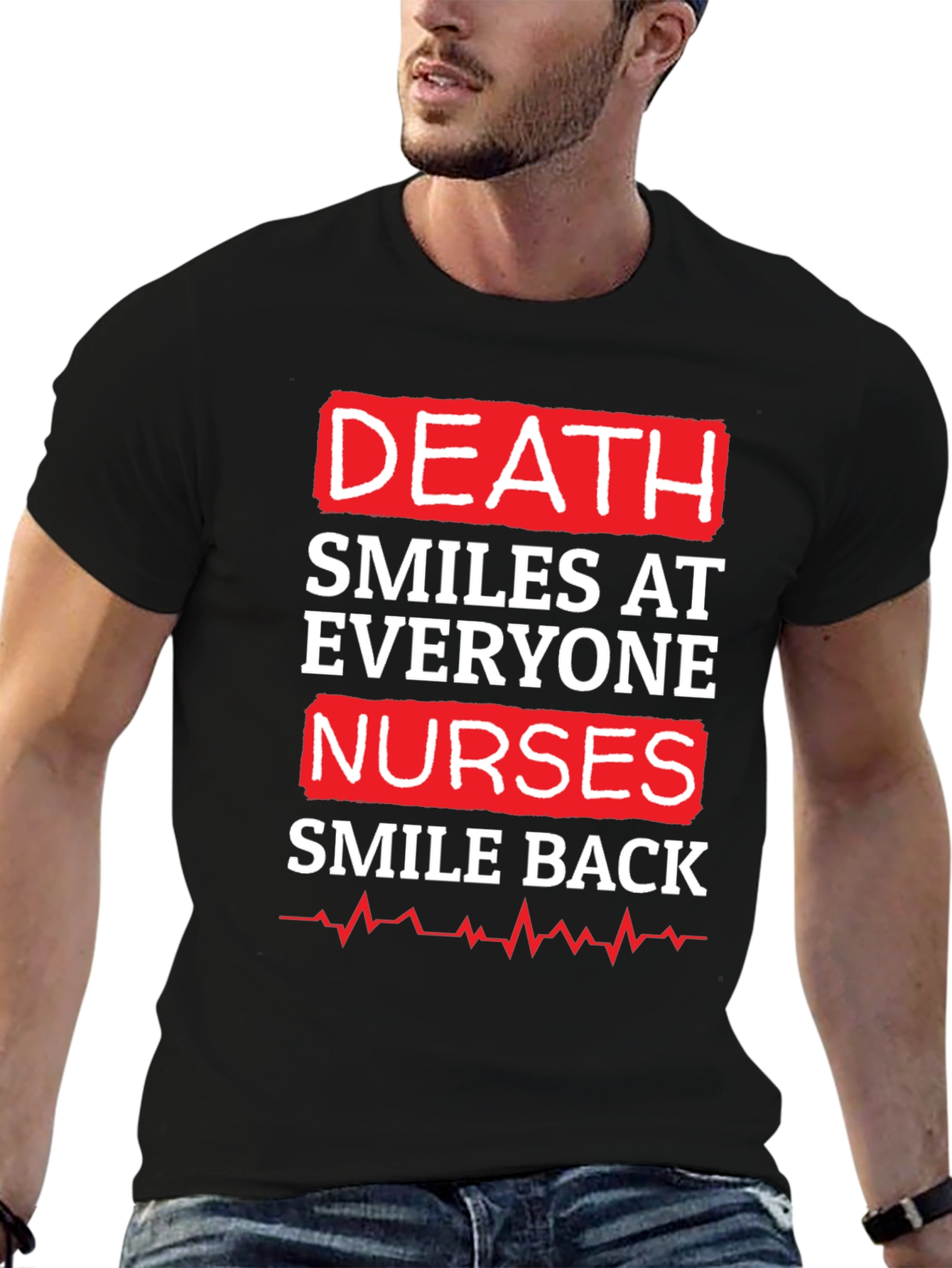 Black Death Smiles At Everyone Nurse Graphic T-Shirt view 6