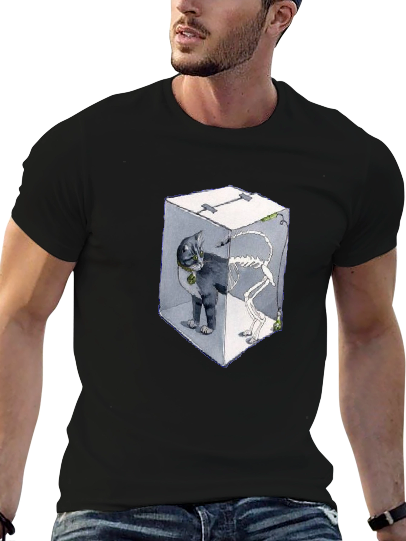 Black Schrödinger's Cat T-Shirt view 6