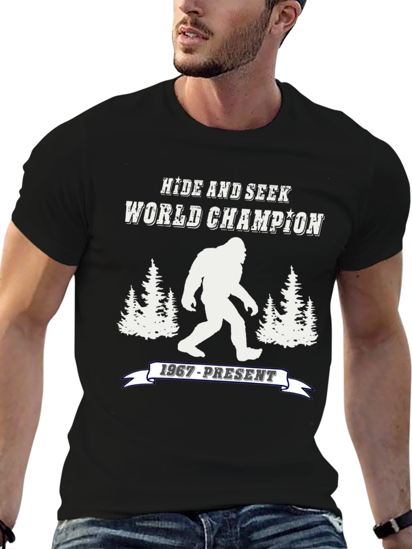 Black Hide and Seek World Champion Bigfoot T-Shirt view 6