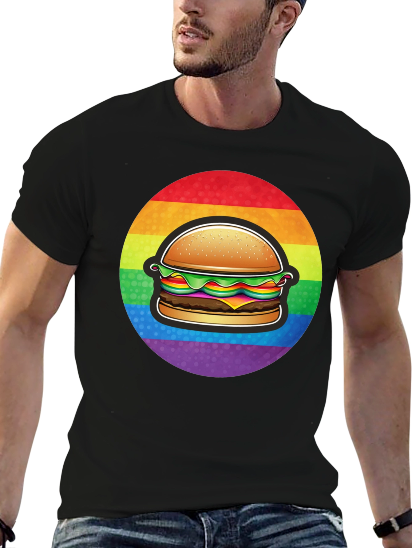 Black Rainbow Burger Graphic Tee - Pride Apparel view 6