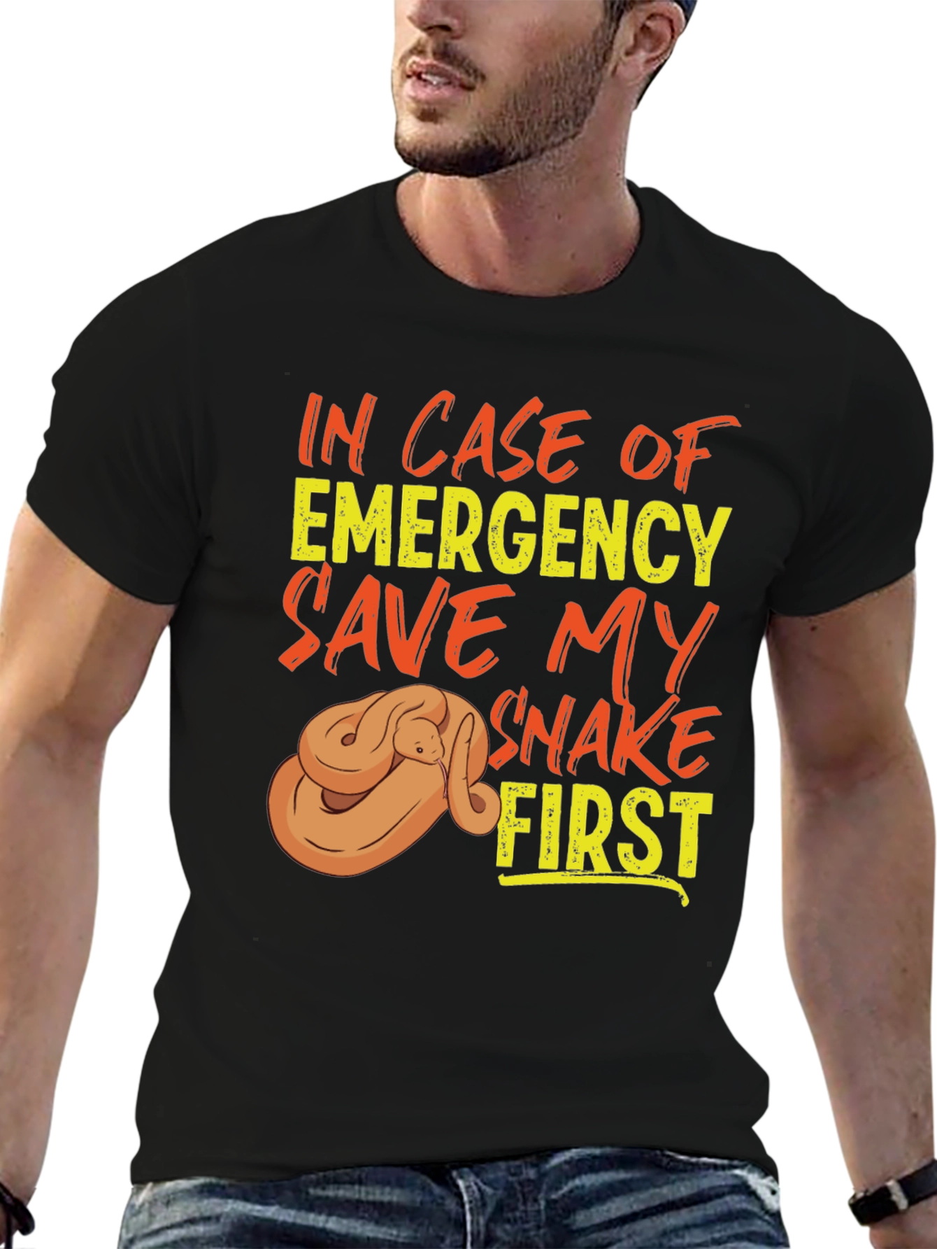 Black Save My Snake First T-Shirt, Emergency Pet Reptile Tee view 6