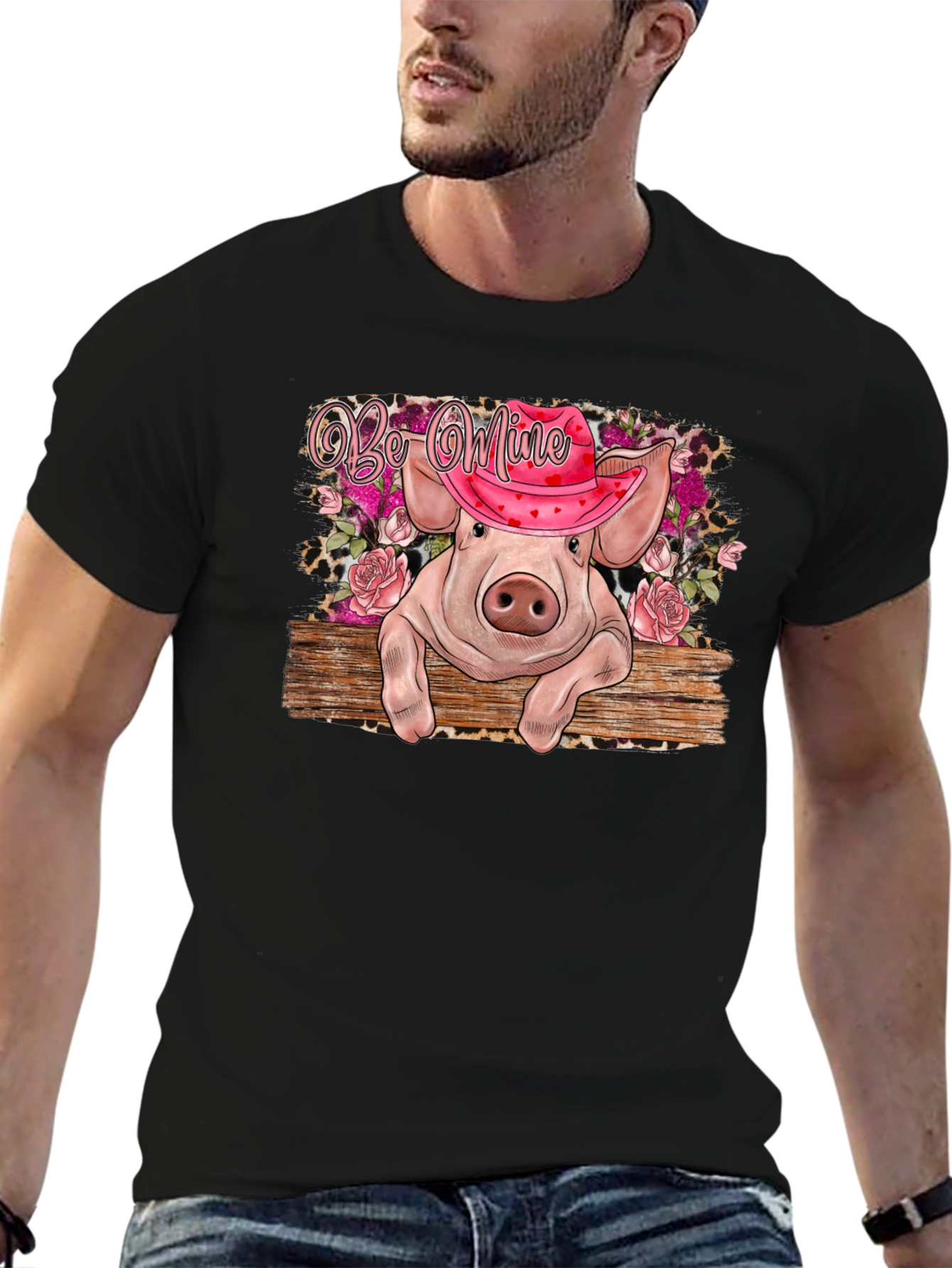 Black Valentine's Pig Graphic Tee view 6