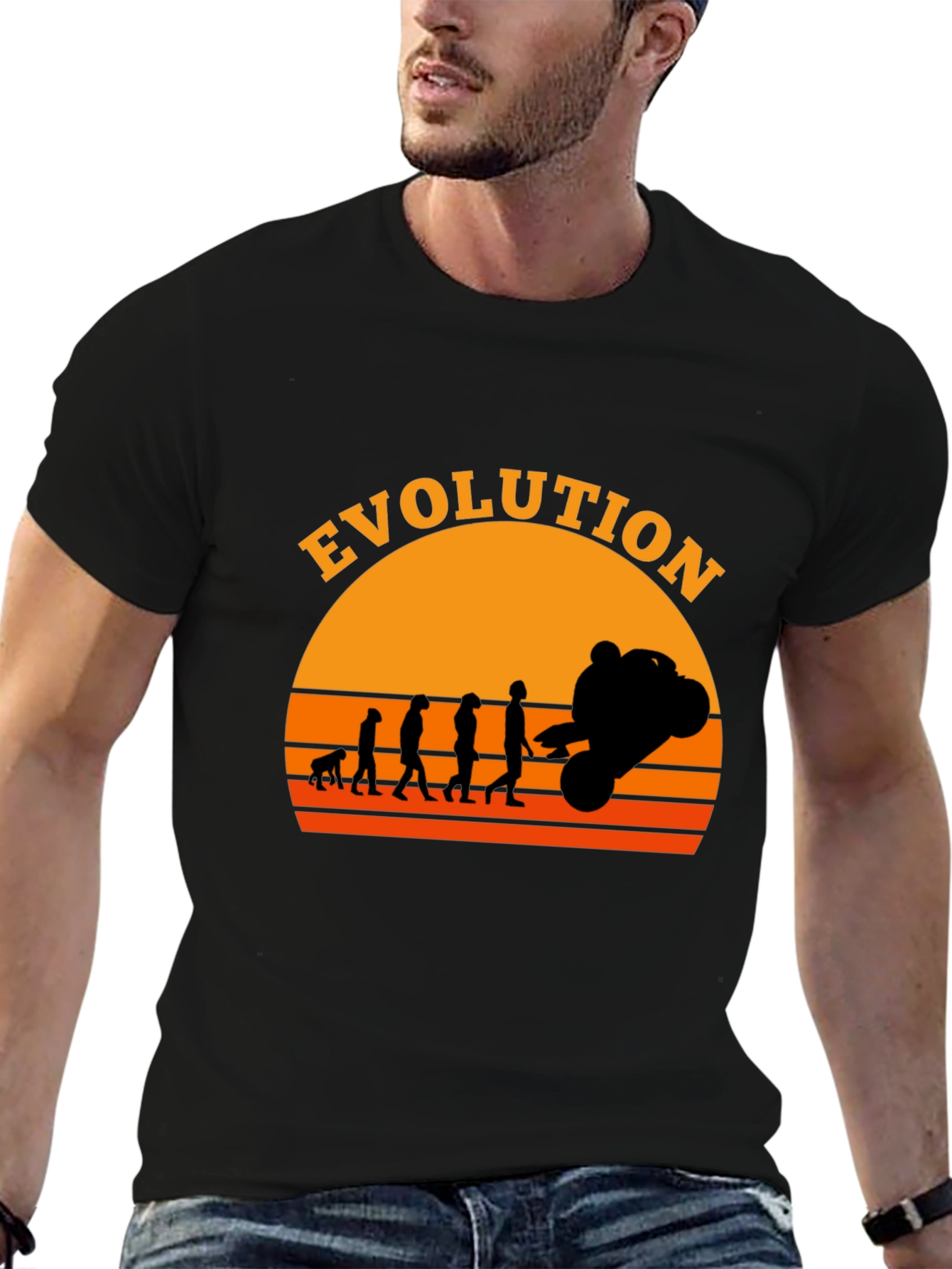 Black Evolution of Moto Black T-Shirt view 6