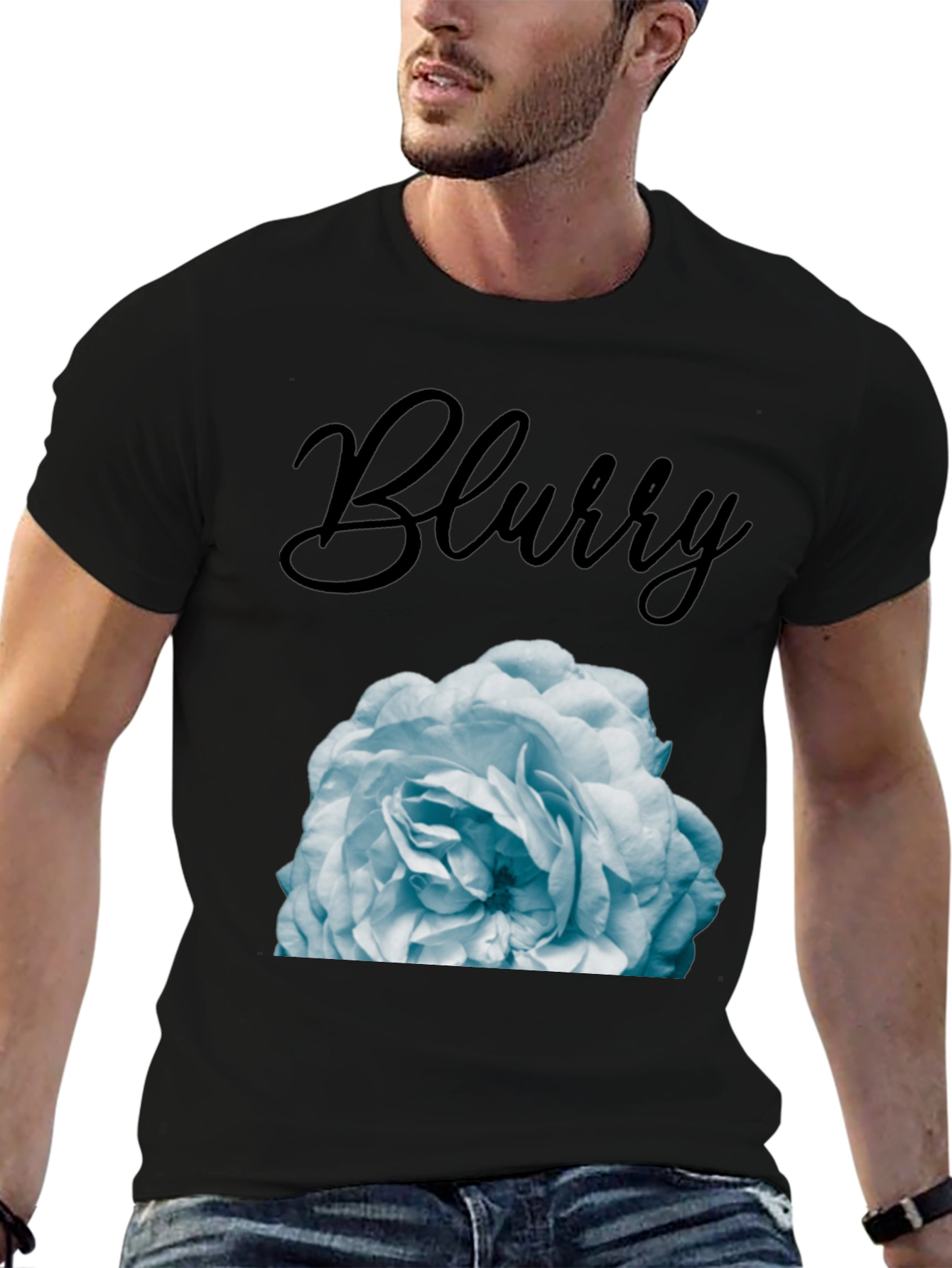 Black Blurry Rose Graphic T-Shirt - Stylish Men's Tee view 6