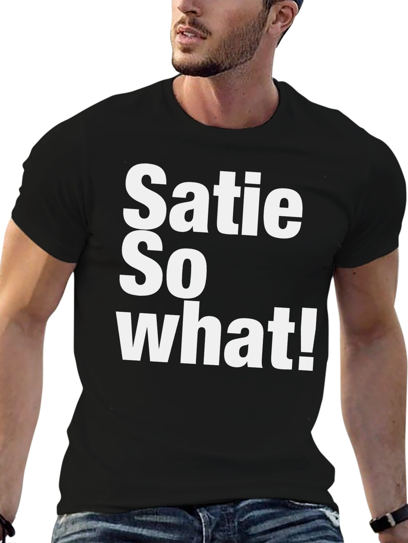Black Satie So What! Graphic T-Shirt - Black Cotton Tee view 6