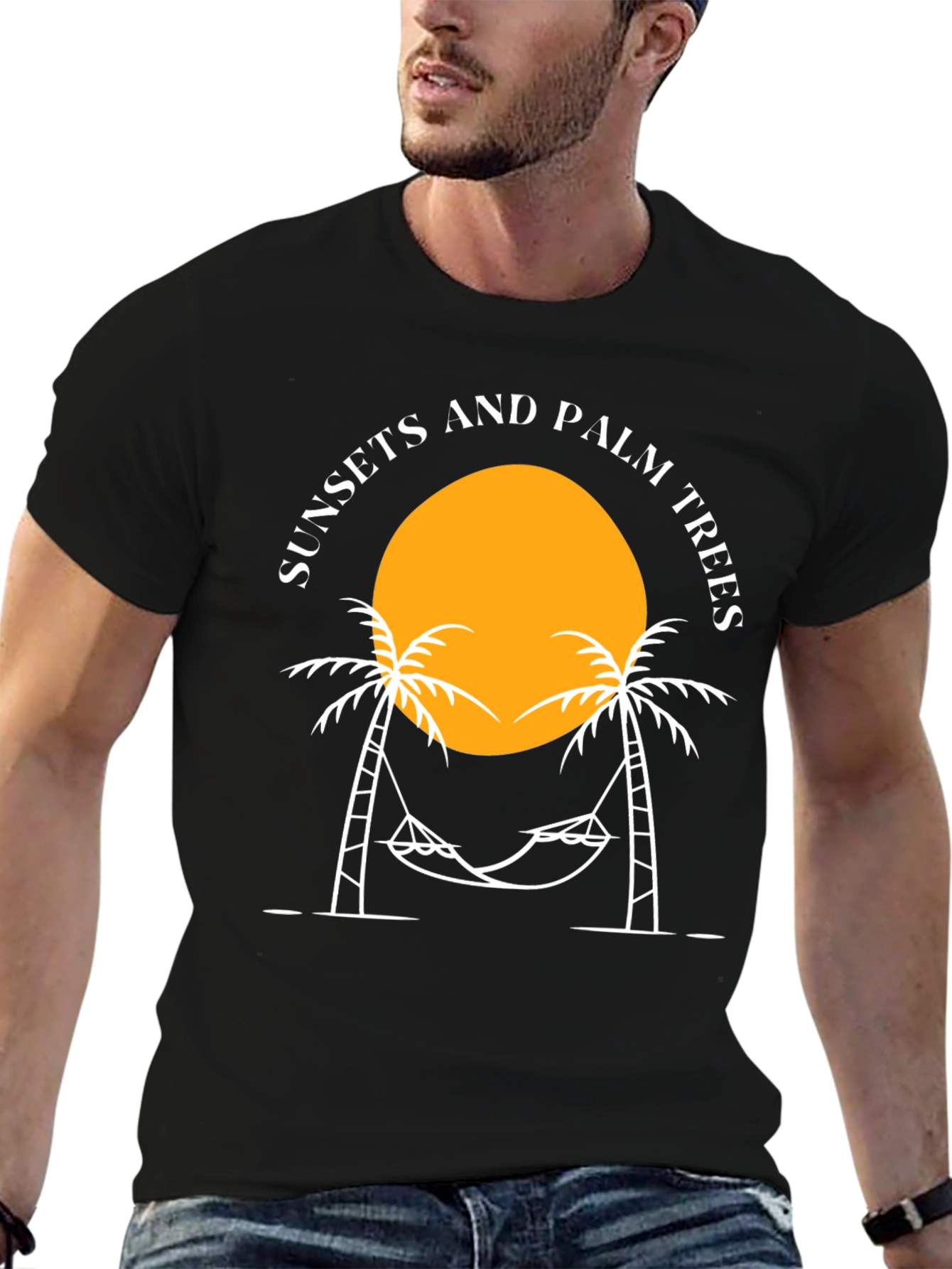 Black Sunset & Palm Tree Graphic Tee view 6