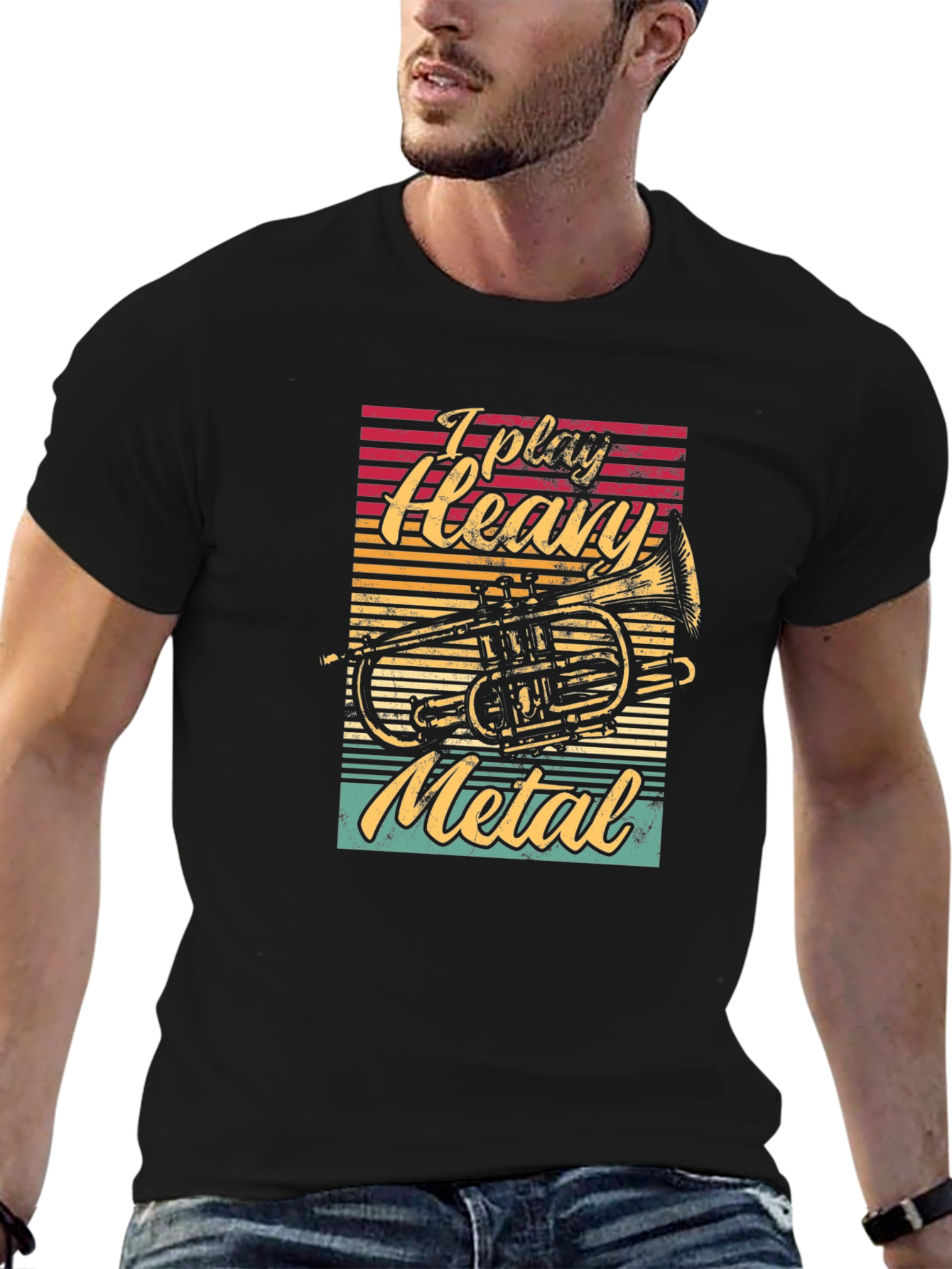 Black I Play Heavy Metal T-Shirt view 6