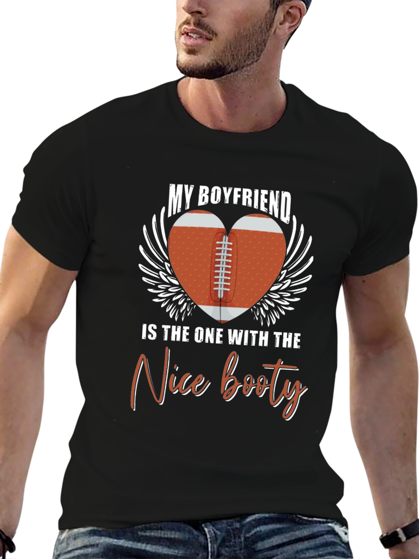 Black Boyfriend Nice Booty Football Heart Tee view 6