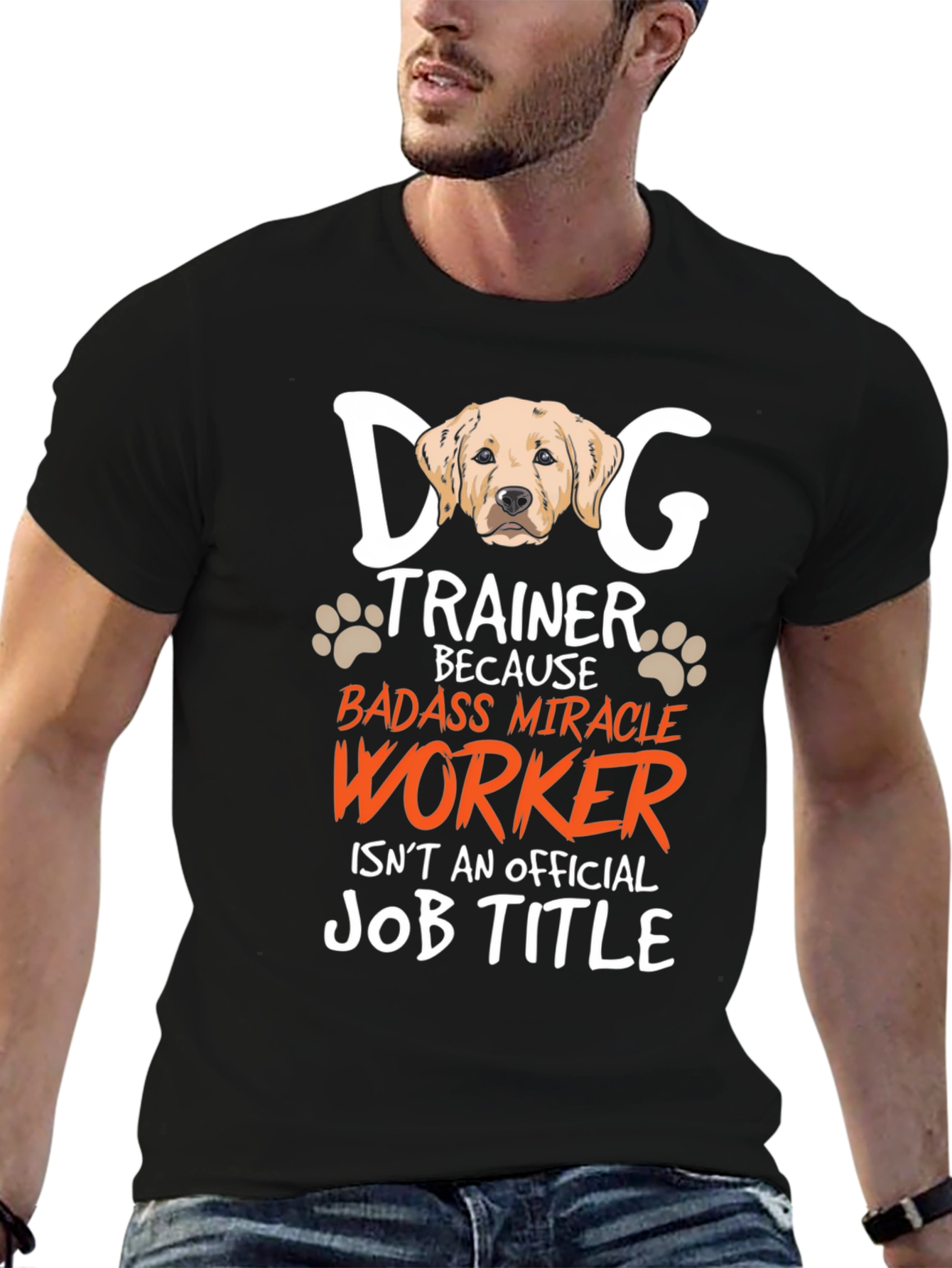 Black Dog Trainer Badass Miracle Worker Graphic T-Shirt view 6