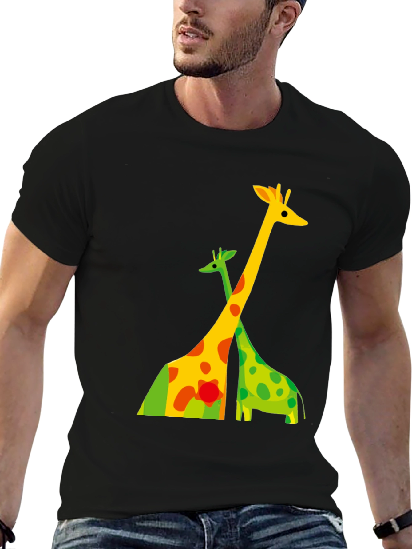 Black Giraffe Graphic Tee - Modern Animal Print Shirt view 6