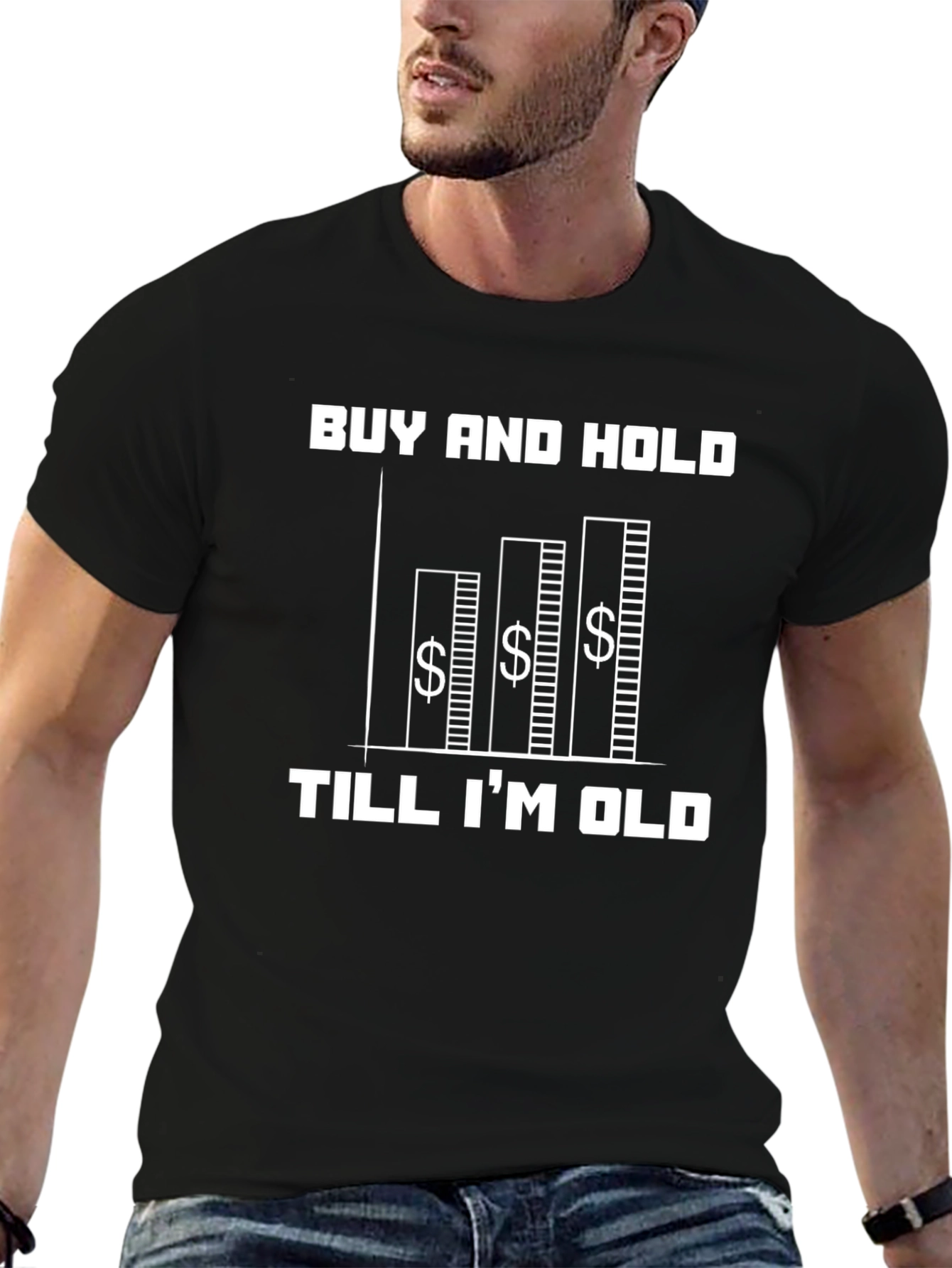 Black Buy and Hold T-Shirt - Stock Market Apparel view 6