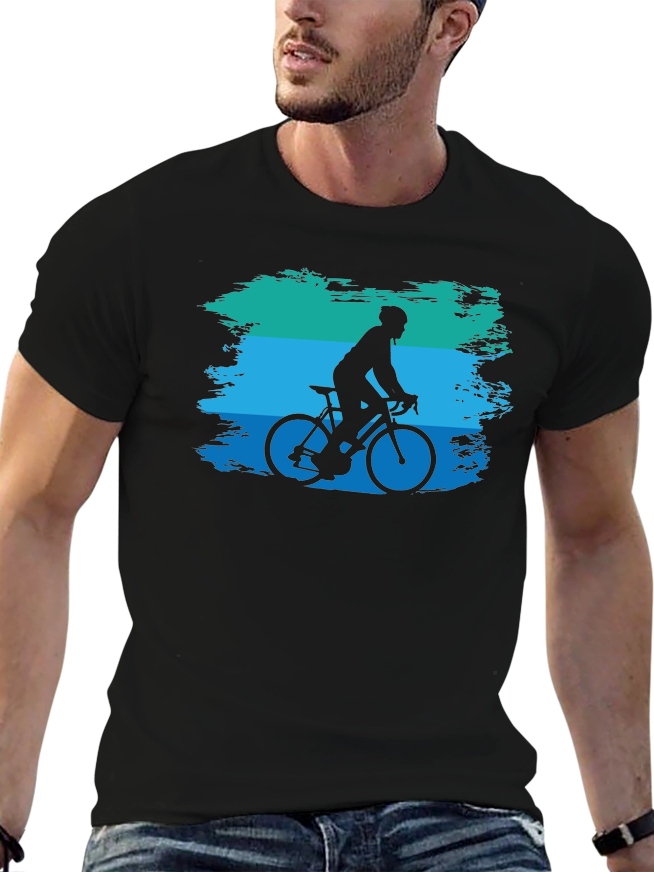Black Cycling Silhouette Graphic Tee - Black view 6