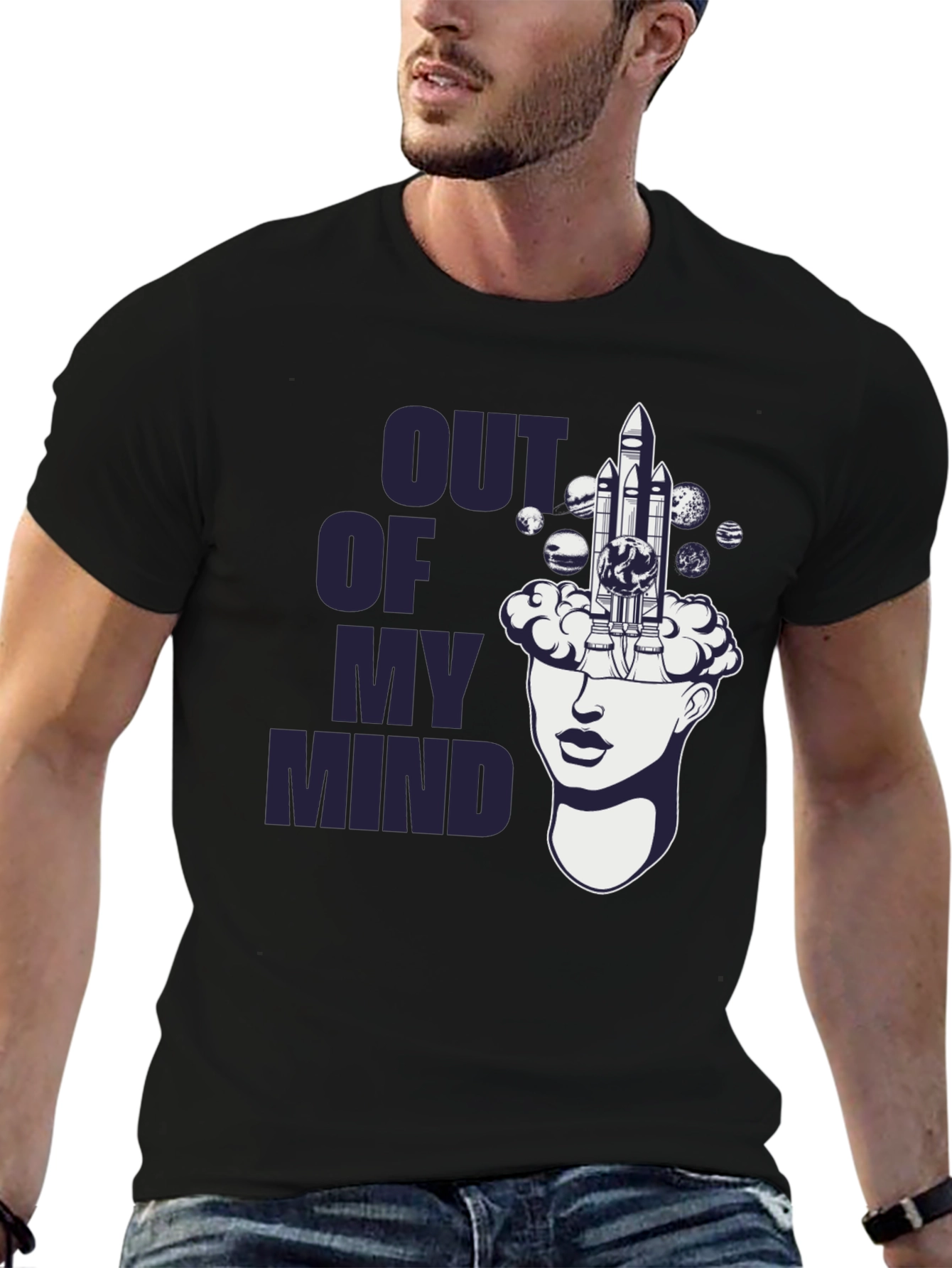 Black Out of My Mind Space Shuttle Graphic T-Shirt view 6