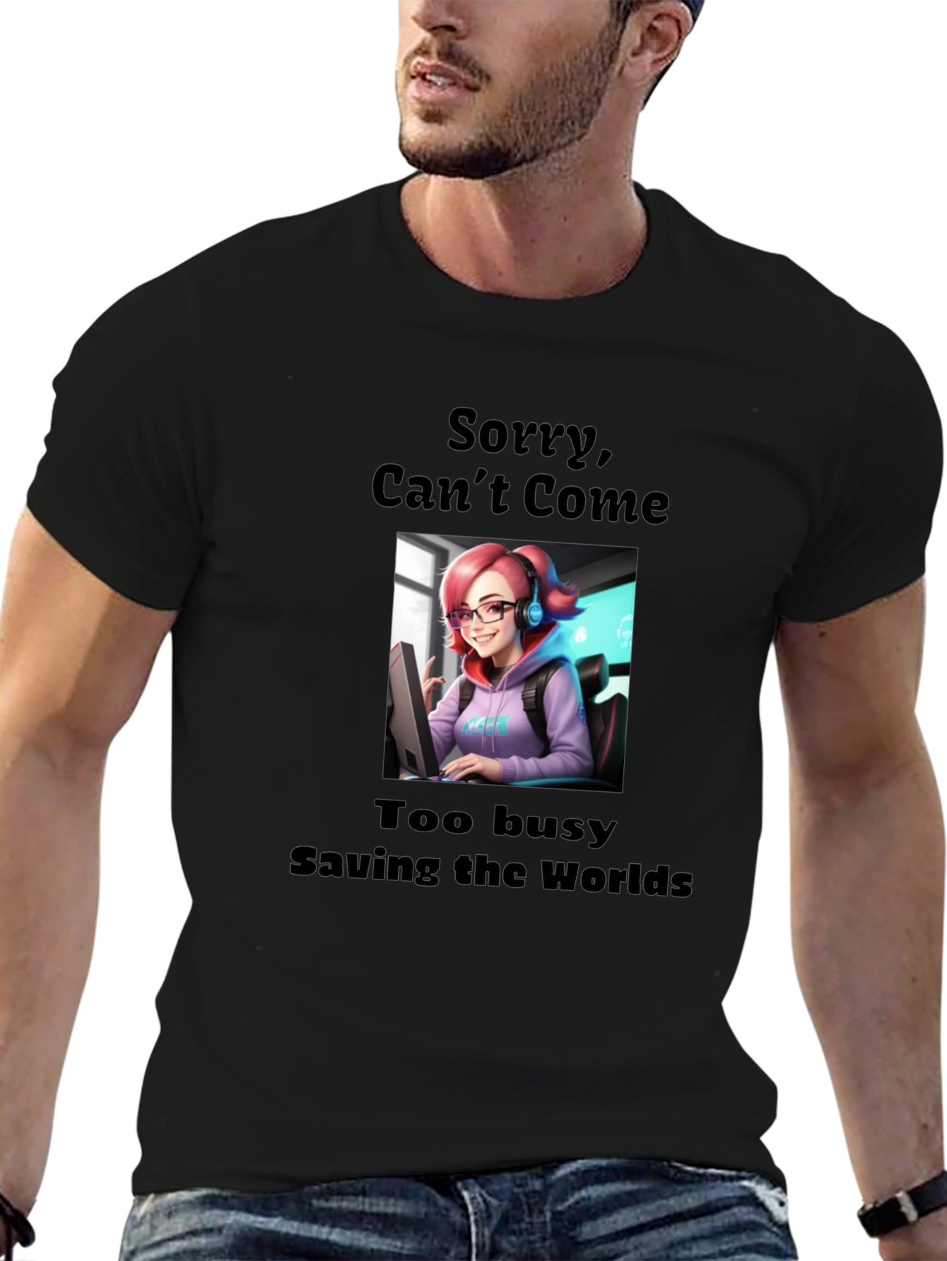 Black Gamer Girl Tee - Saving Worlds view 6