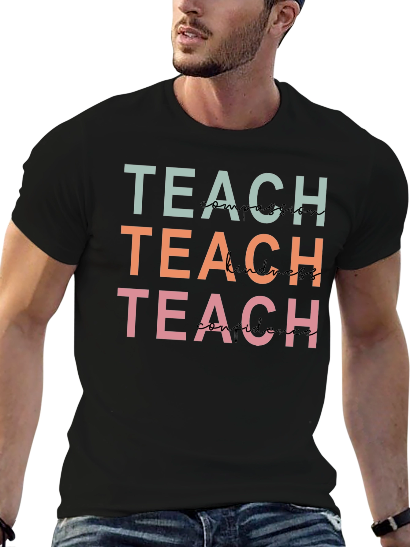 Black Teach Compassion, Kindness, Confidence T-Shirt view 6