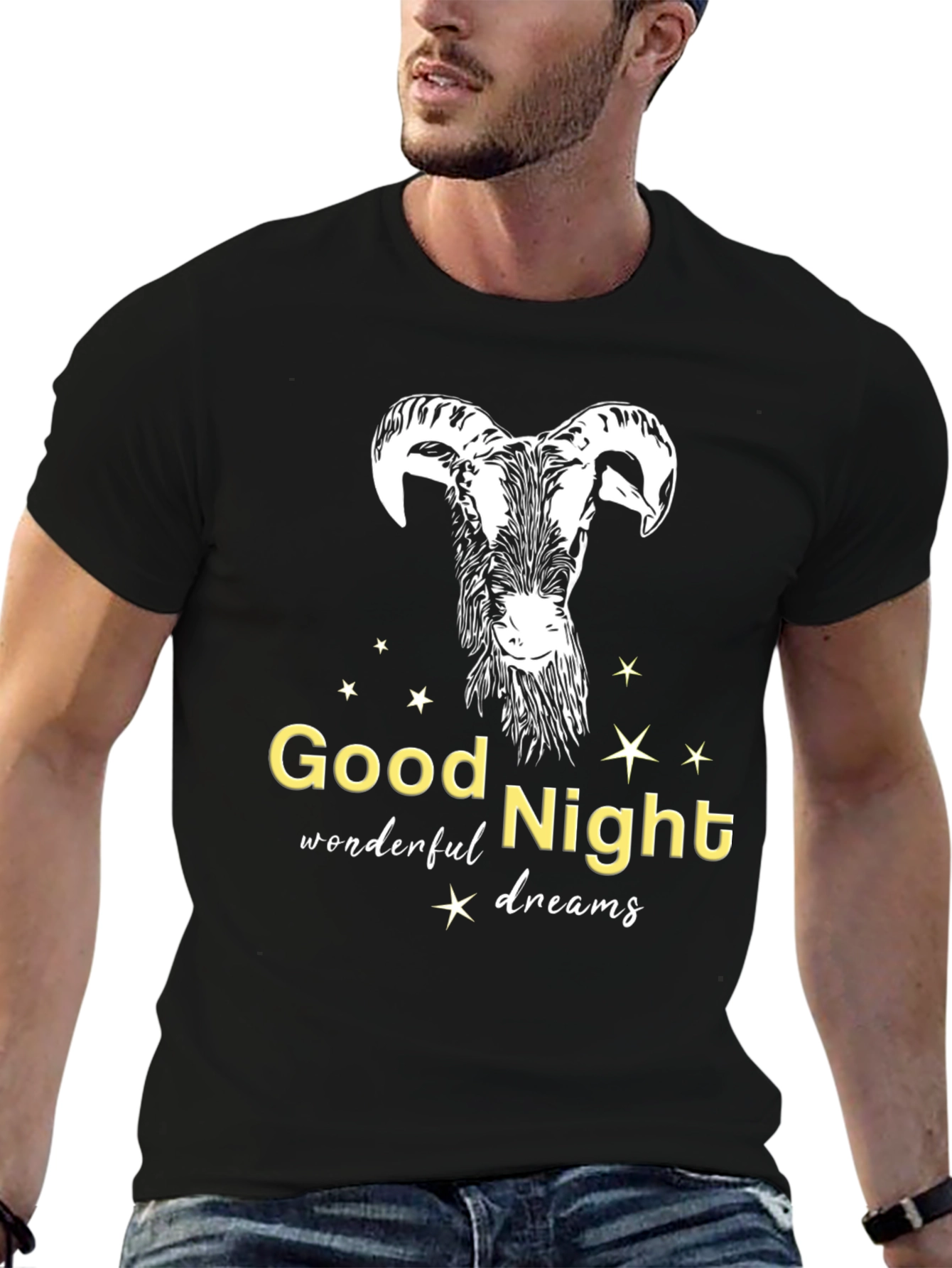 Black Good Night Dreams Goat T-Shirt view 6