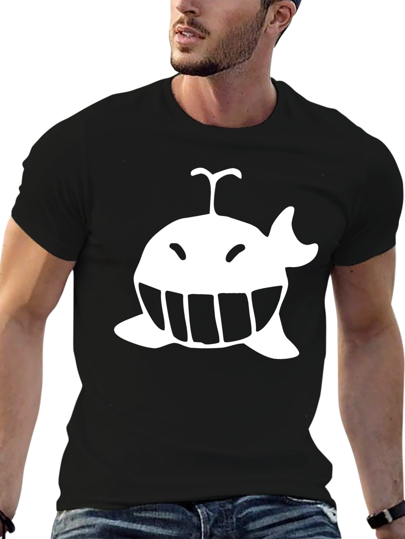 Black Whimsical Whale Graphic Tee - Black Cotton view 6