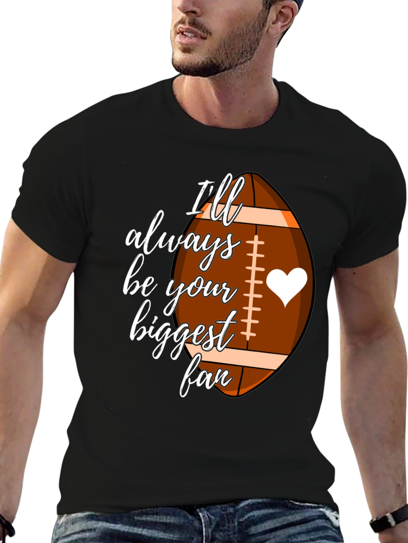 Black Football Fan T-Shirt - "I'll Always Be Your Biggest Fan" view 6