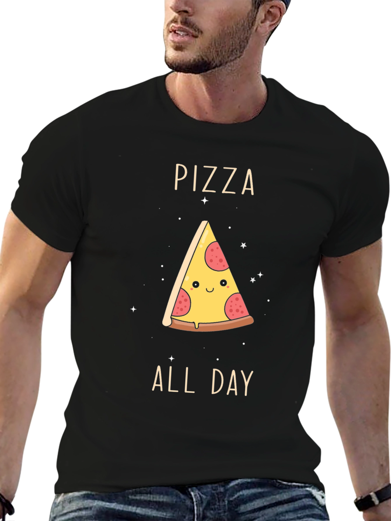 Black Pizza All Day Graphic T-Shirt view 6