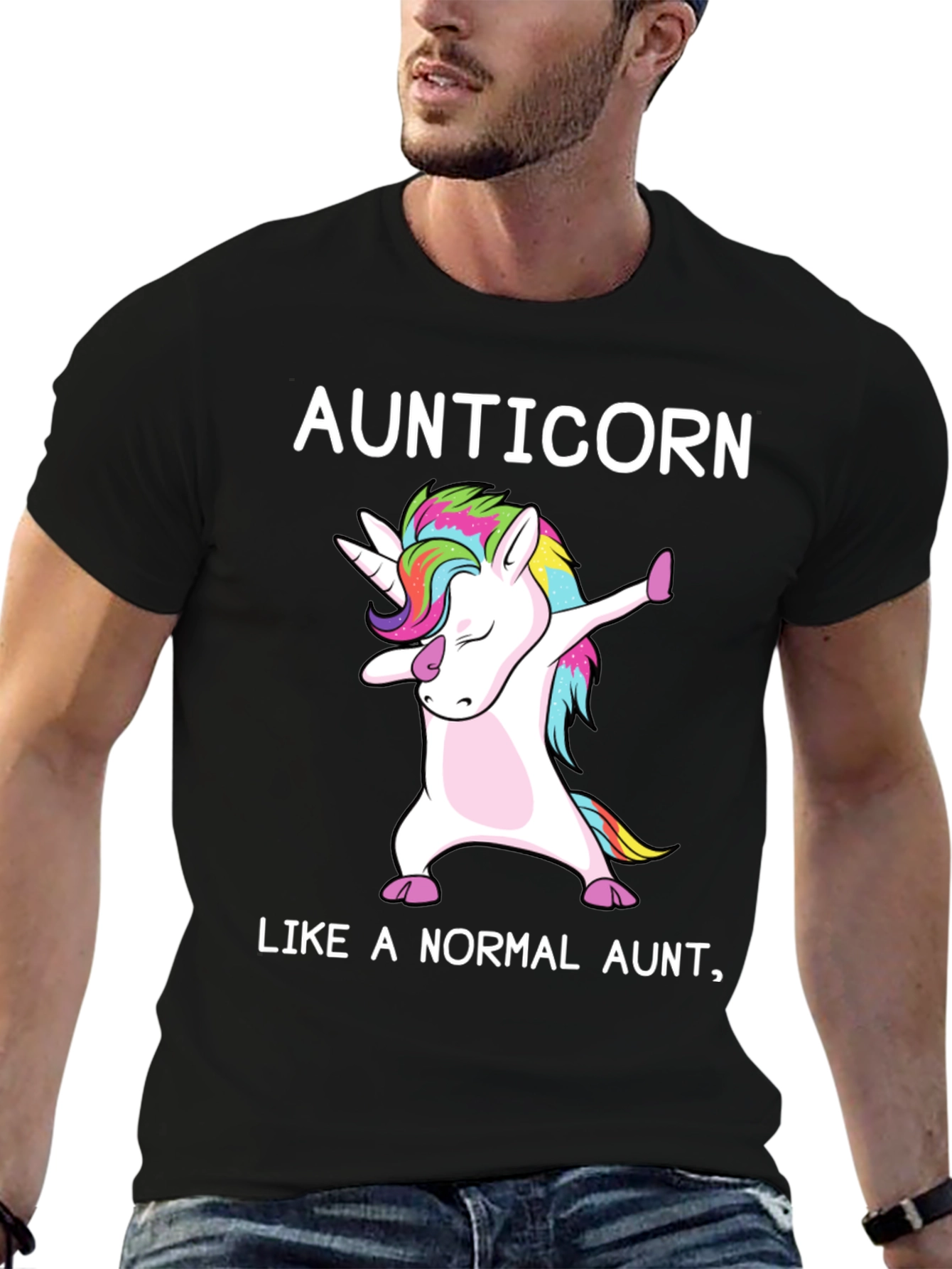 Black Aunticorn Like A Normal Aunt T-Shirt view 6
