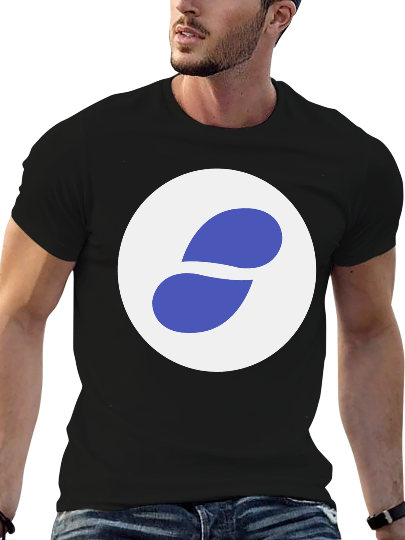 Black T-Shirt with Abstract Circle Logo - 6