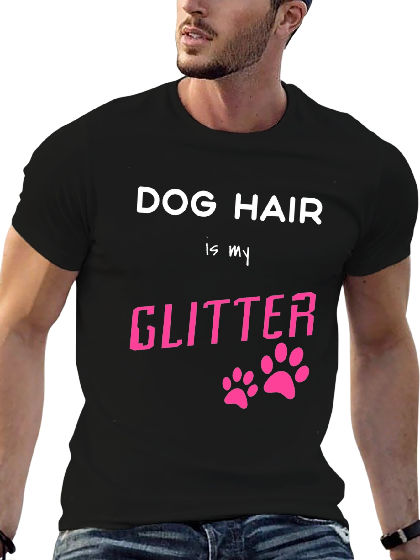 Black Dog Hair is My Glitter Graphic T-Shirt view 6