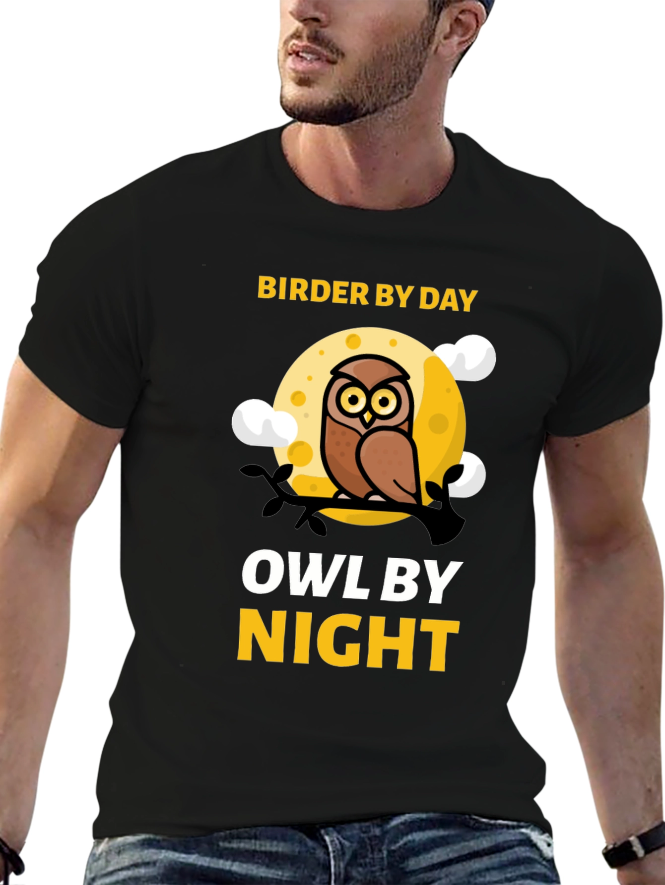 Black Birder By Day Owl By Night Graphic Tee view 6