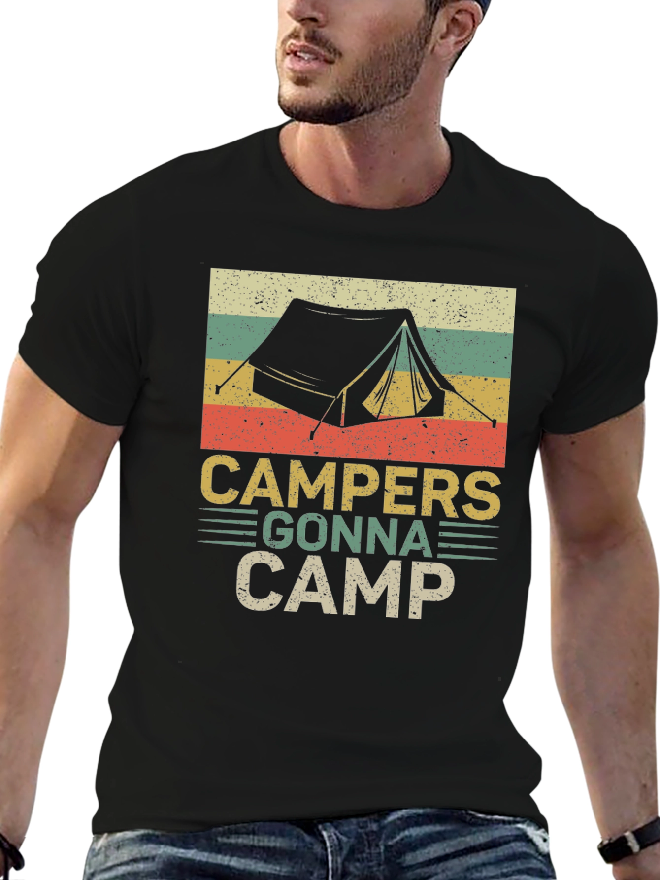 Black Campers Gonna Camp Retro Graphic T-Shirt view 6