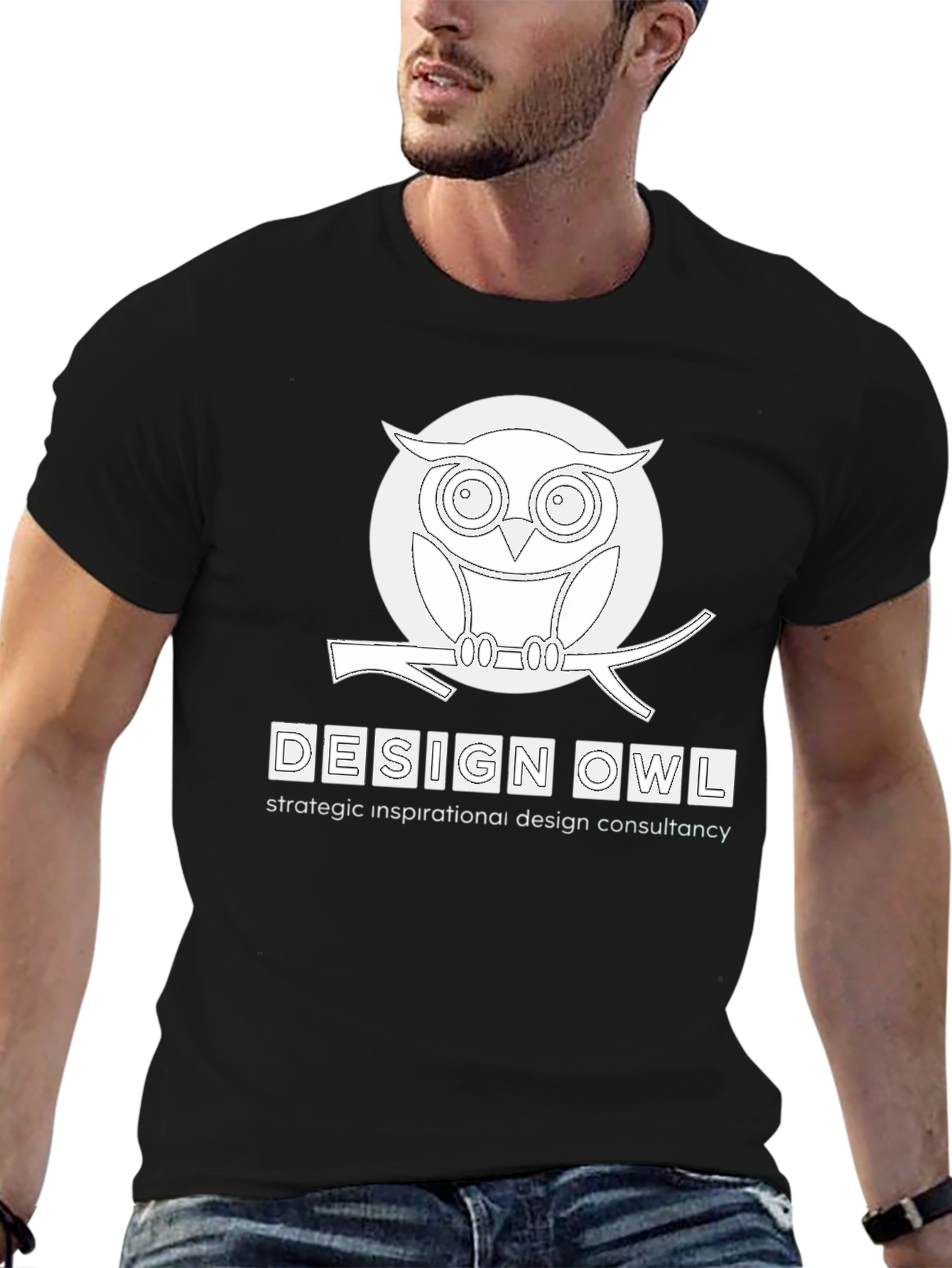 Black Design Owl Graphic Print Tee view 6