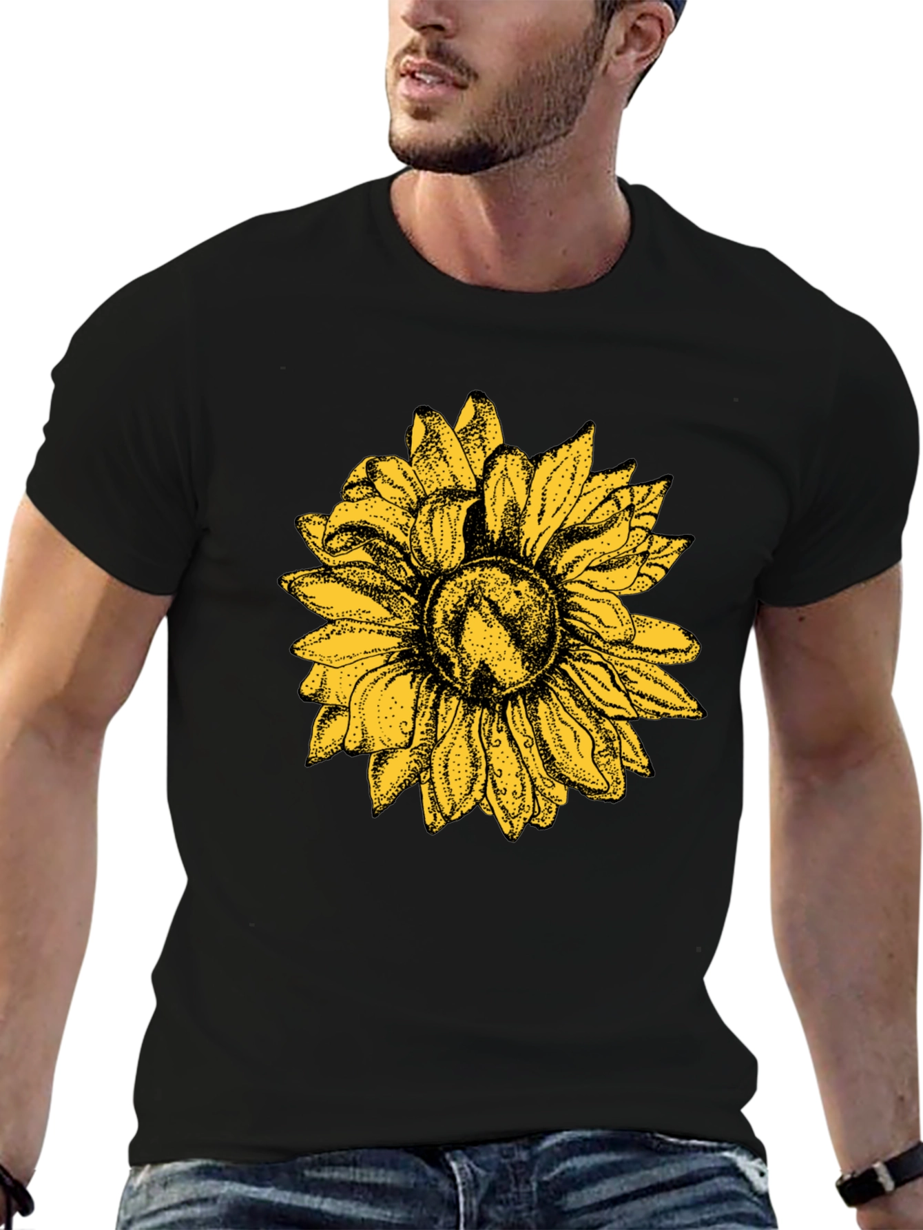 Black Sunflower Graphic Black T-Shirt - Nature Inspired Style view 6