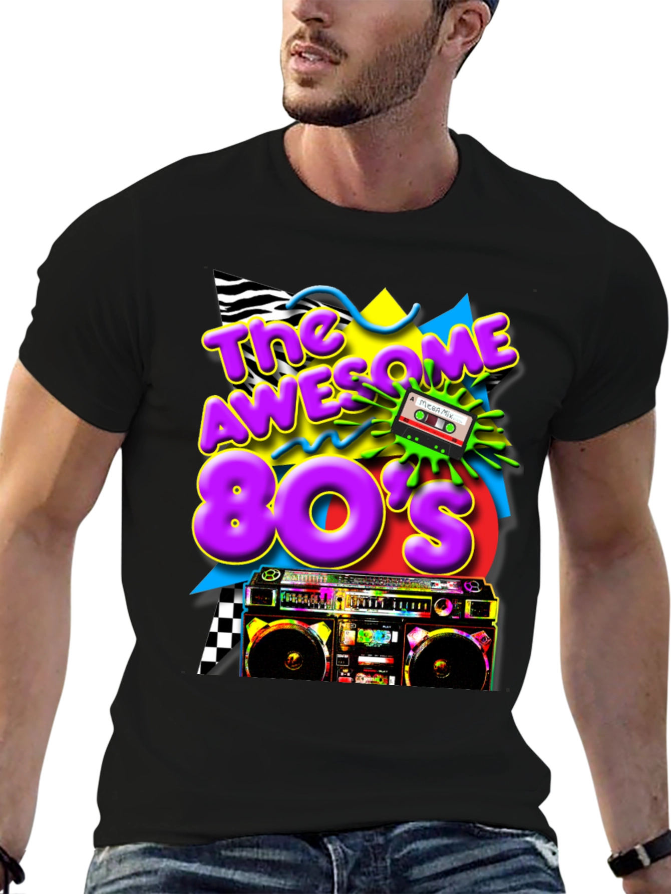 Black Awesome 80's Graphic Tee view 6