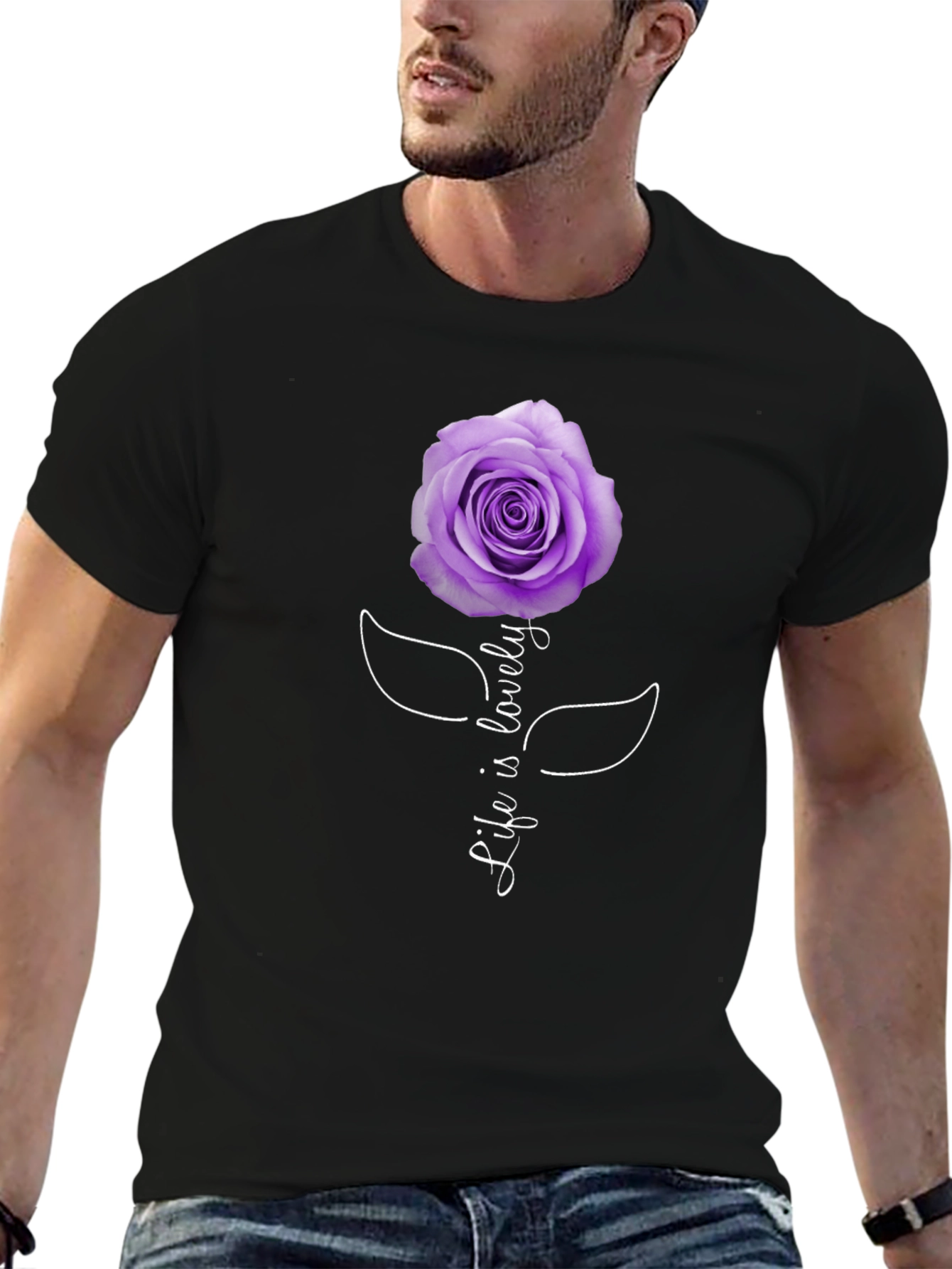 Black Life is Lovely Rose Graphic Tee - Black view 6
