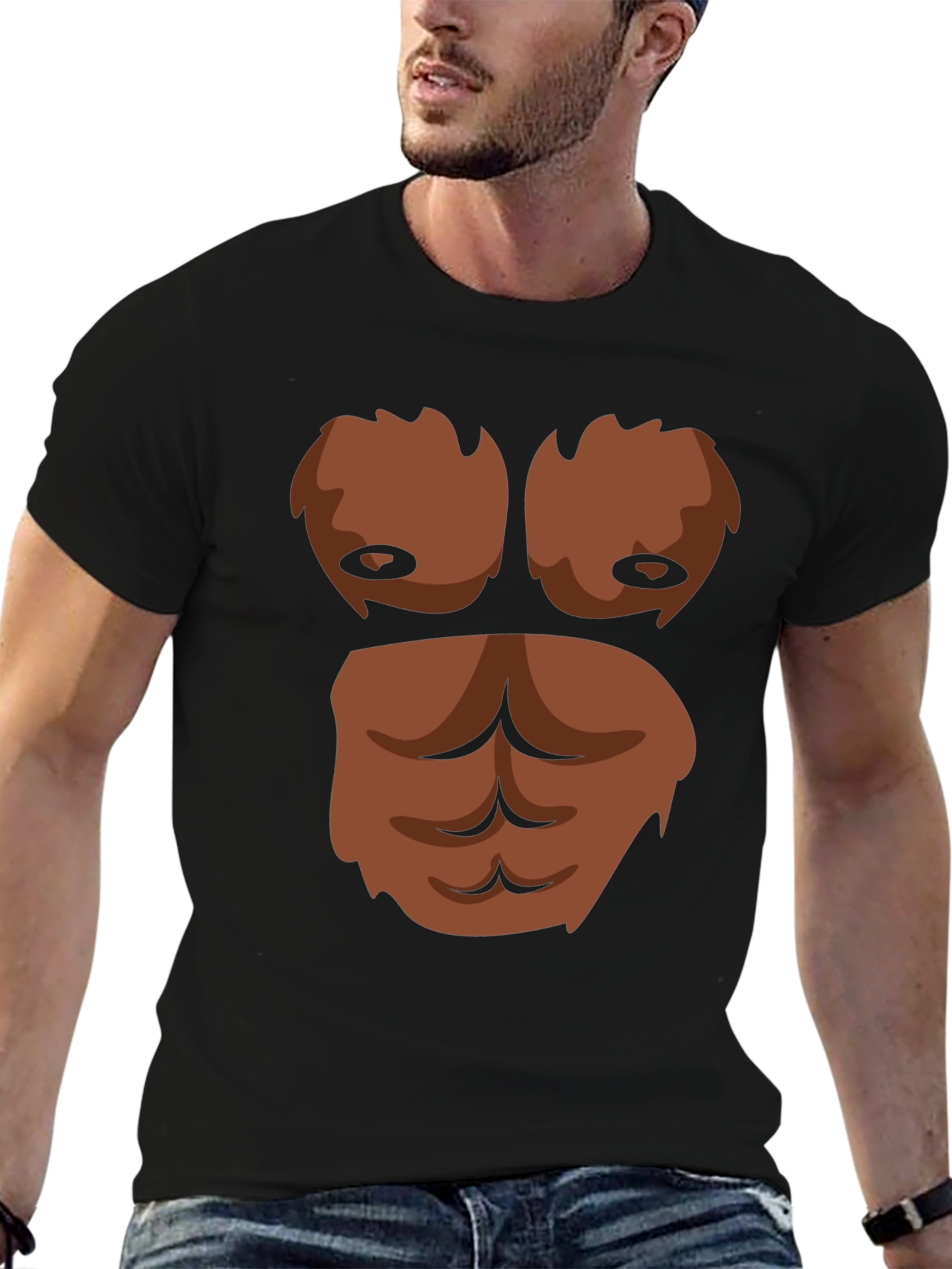 Black Gorilla Chest Funny Graphic T-Shirt view 6
