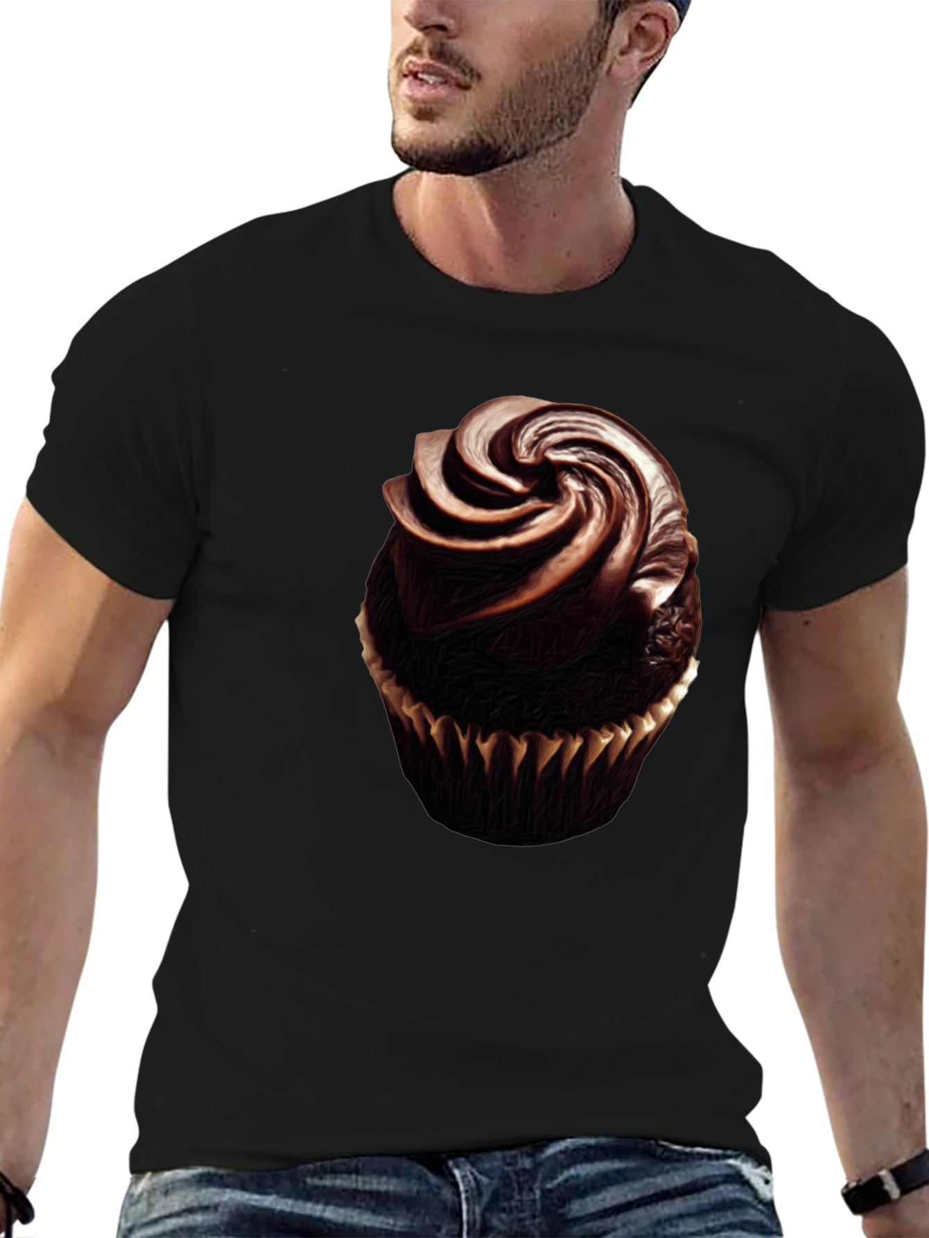 Black Chocolate Cupcake Graphic Tee - Sweet Treat Shirt view 6