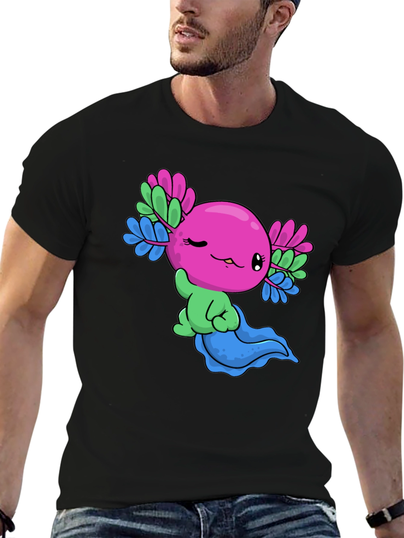 Black Axolotl Pride T-Shirt: Cute & Colorful Tee view 6