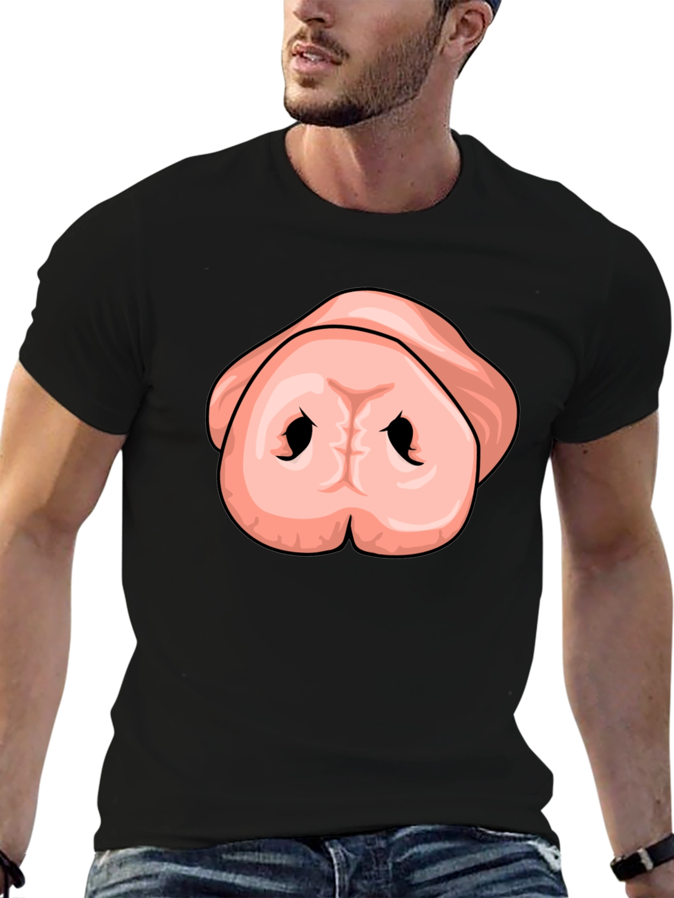 Black Funny Pig Nose T-Shirt - Unisex Graphic Tee view 6