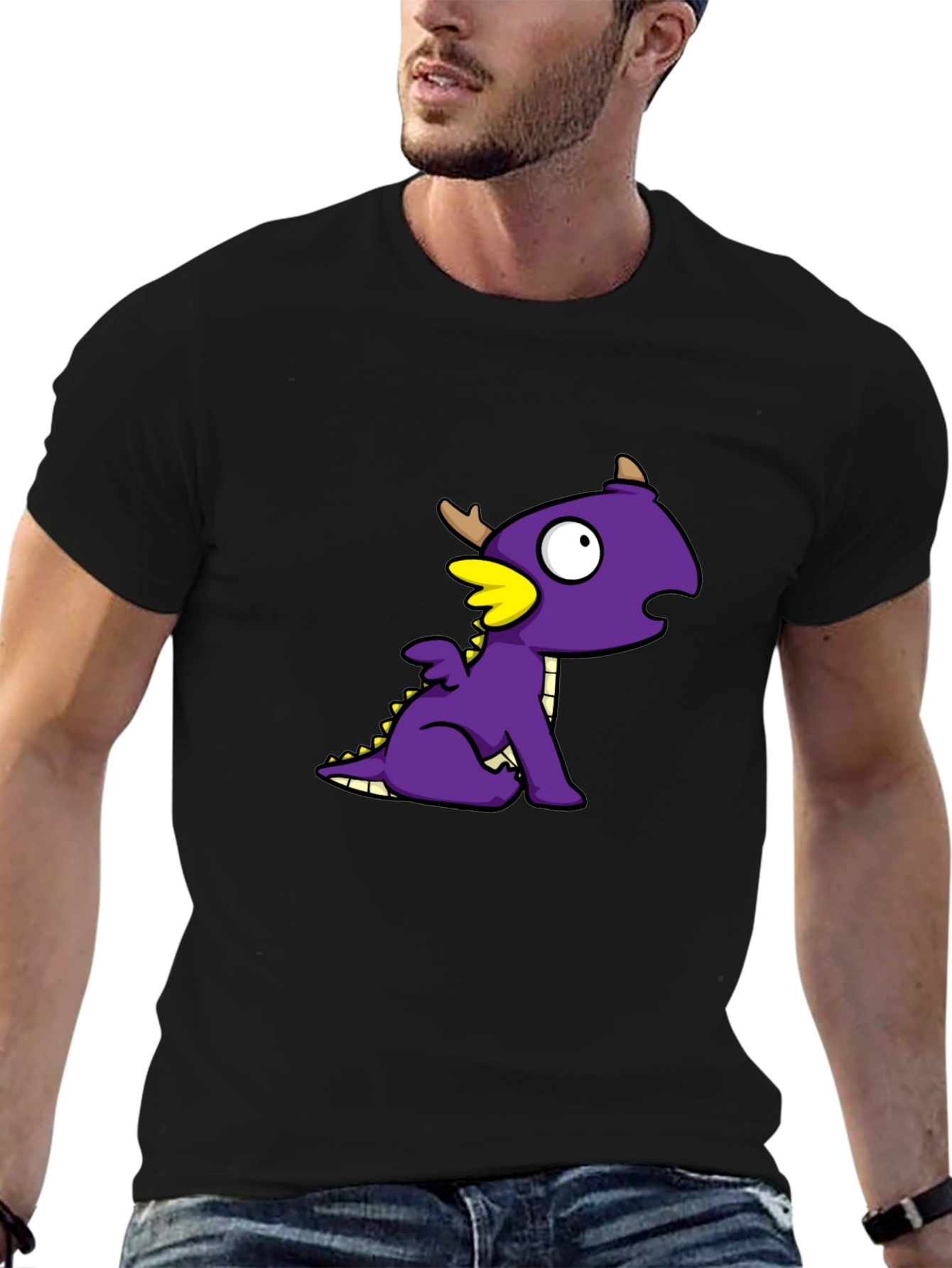 Black Dragon Cartoon Graphic T-Shirt view 6