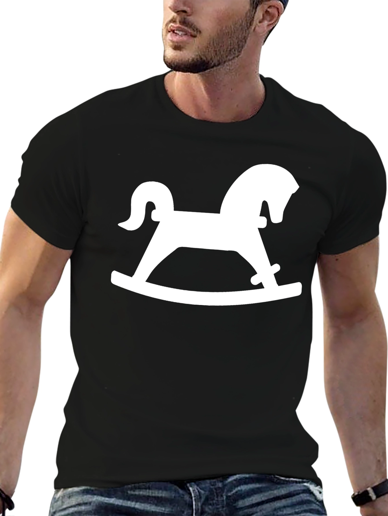 Black Rocking Horse Graphic Tee - Black view 6