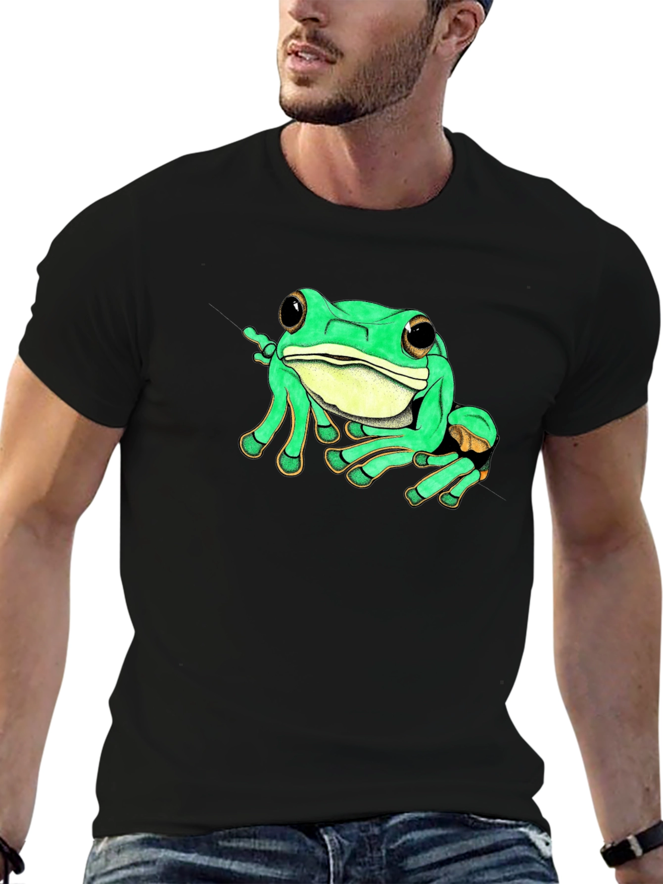 Black Cool Frog Graphic Tee - Black view 6