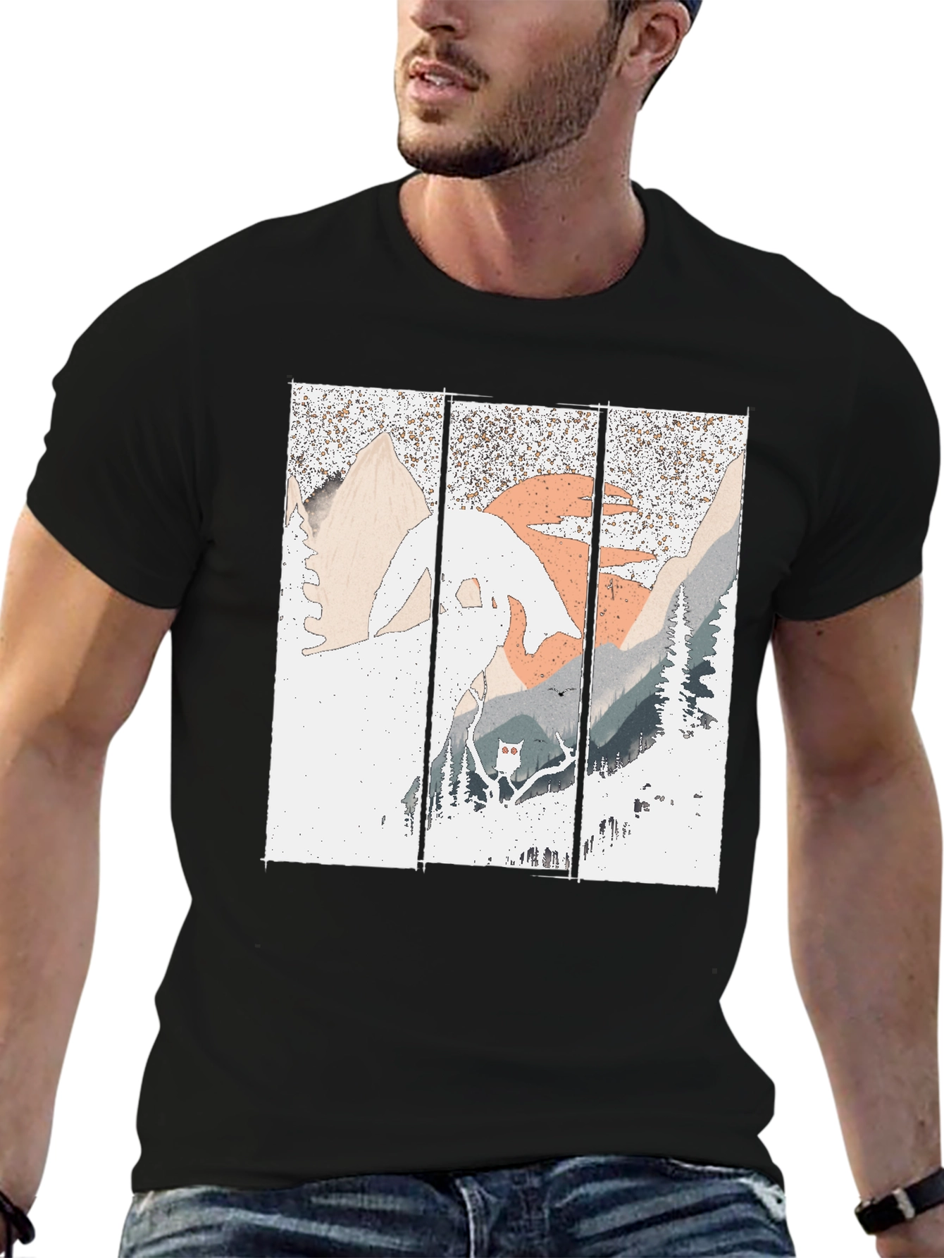 Black Mountain Vista Graphic Tee - Stylish Black T-Shirt view 6