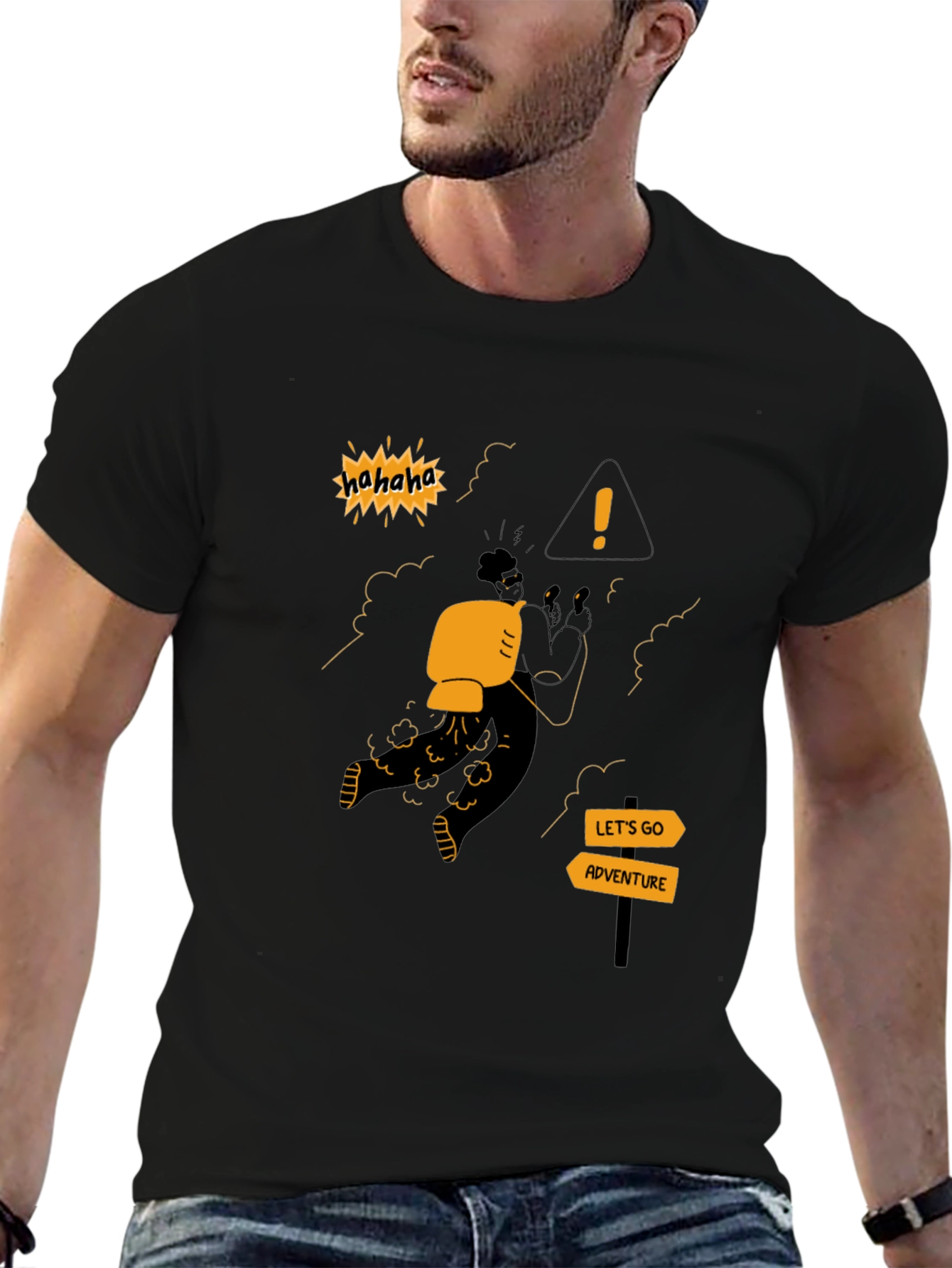 Black Adventure Seeker T-Shirt - Humorous Graphic Tee view 6