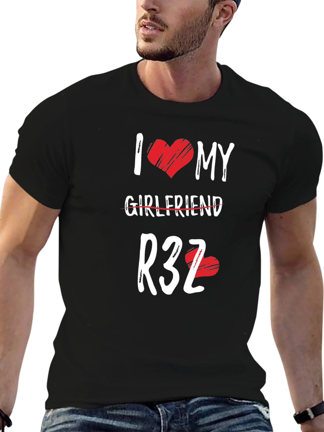 Black I Heart My Girlfriend R32 Graphic T-Shirt view 6