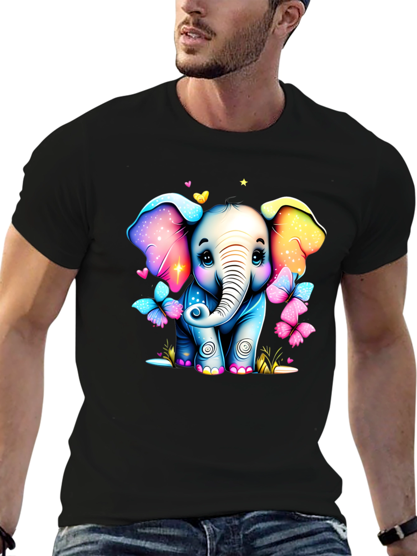 Black Cute Elephant T-Shirt view 6